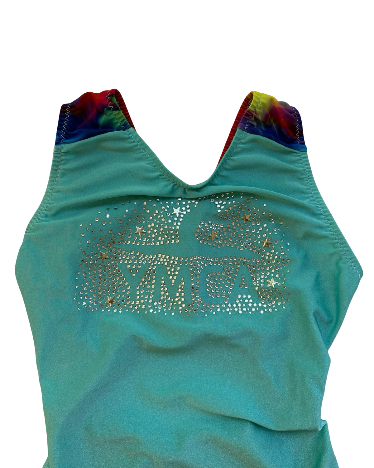 Large 6T Toddler Girls Boutique YMCA Gymnastics Leotard Outfit With Jewels.