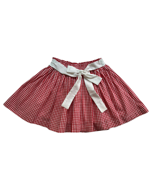 4T Toddler Girls Boutique Checkered Skirt With A White Bow And Bottoms On The Waistband