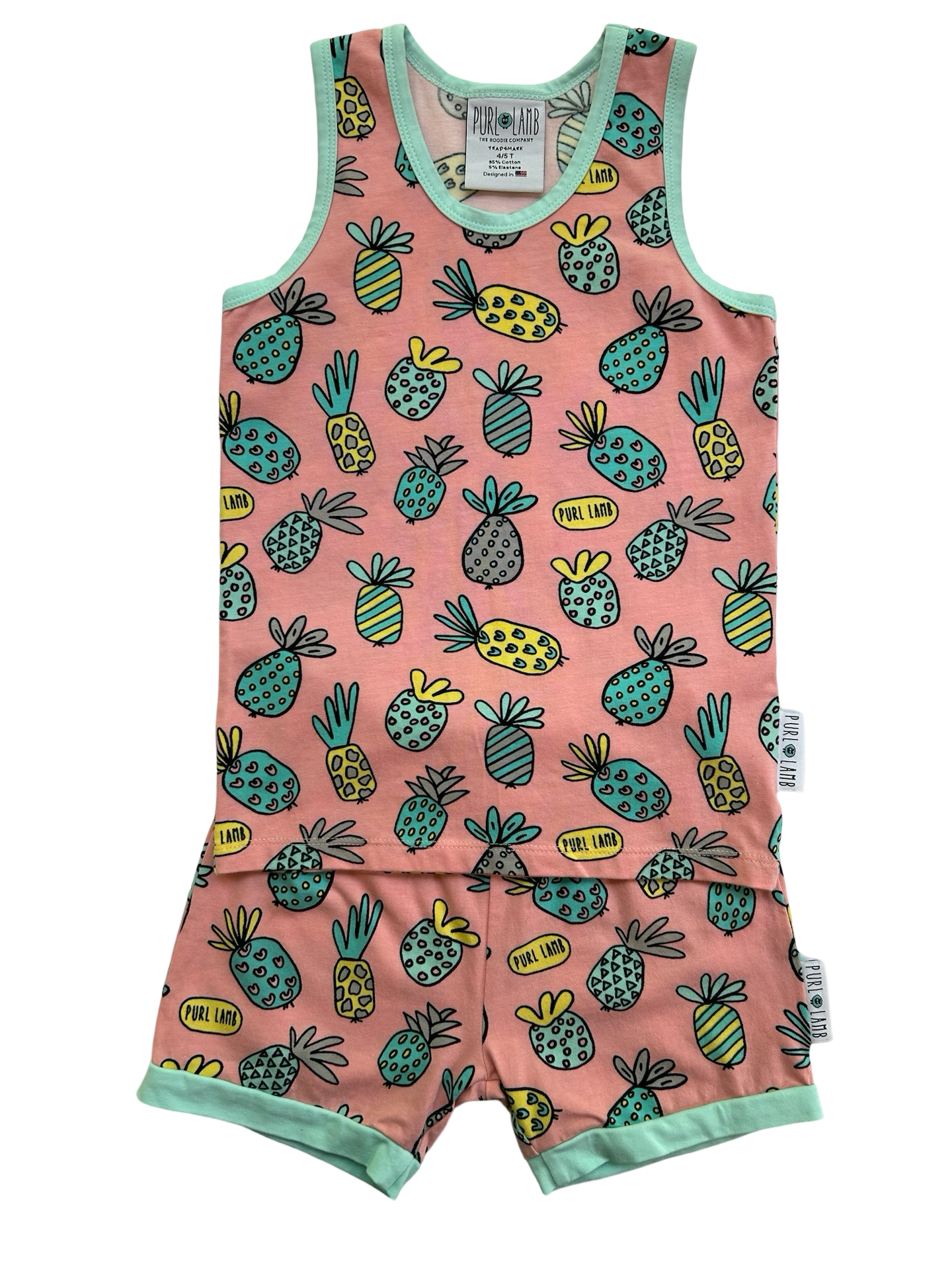 4T / 5T Toddler Boy Girl PURL Lamb Pineapple Tank Top And Shorts Set