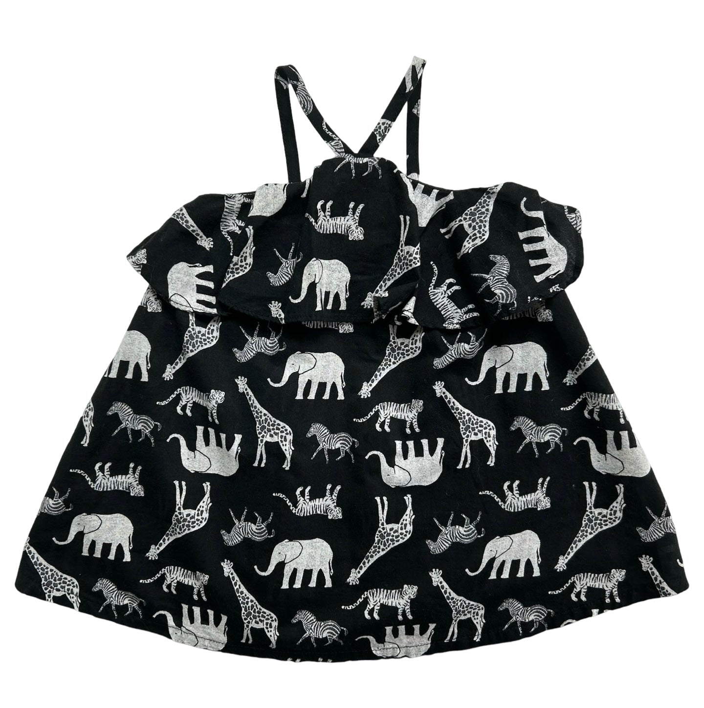 3M-6M Baby Girls Old Navy Ruffle Top Safari  Animal Dress