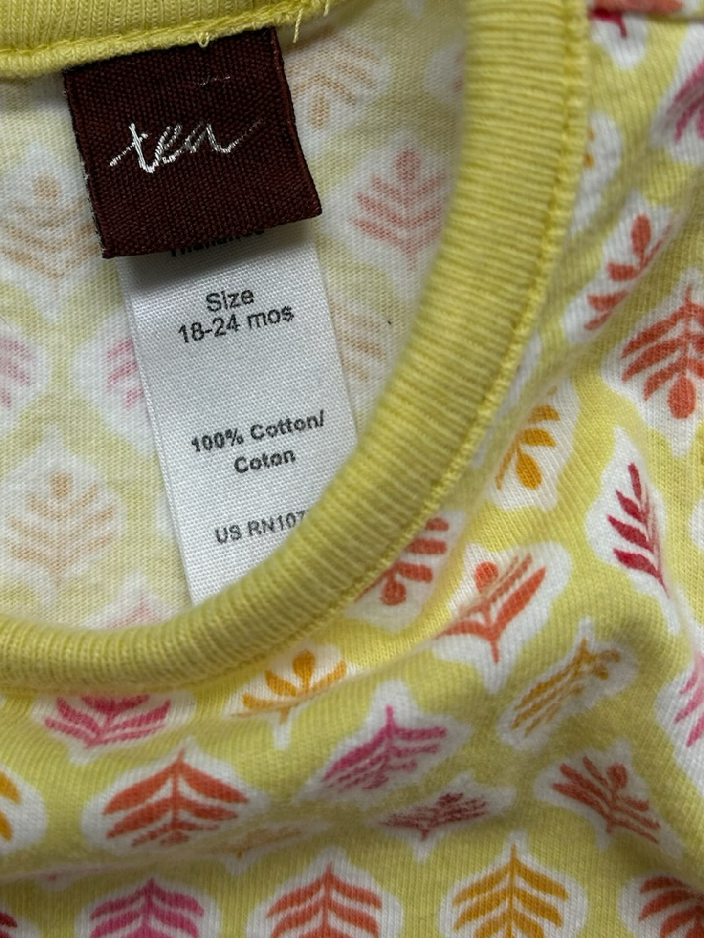 18M - 24M Baby Girls Tea Collection Yellow Floral Print Dress Cotton Sleeveless .