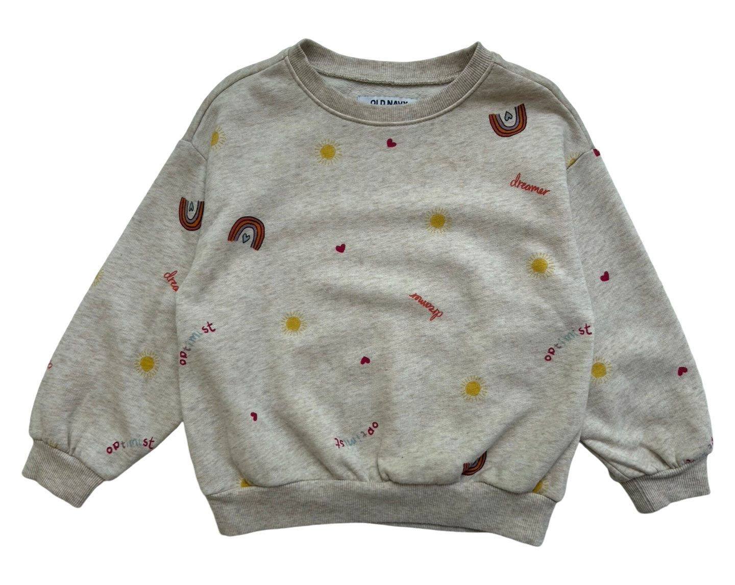 4T Toddler Girl’s Old Navy Drop-Shoulder Fleece Crew-Neck Sweatshirt ❤️ ☀️ 🌈