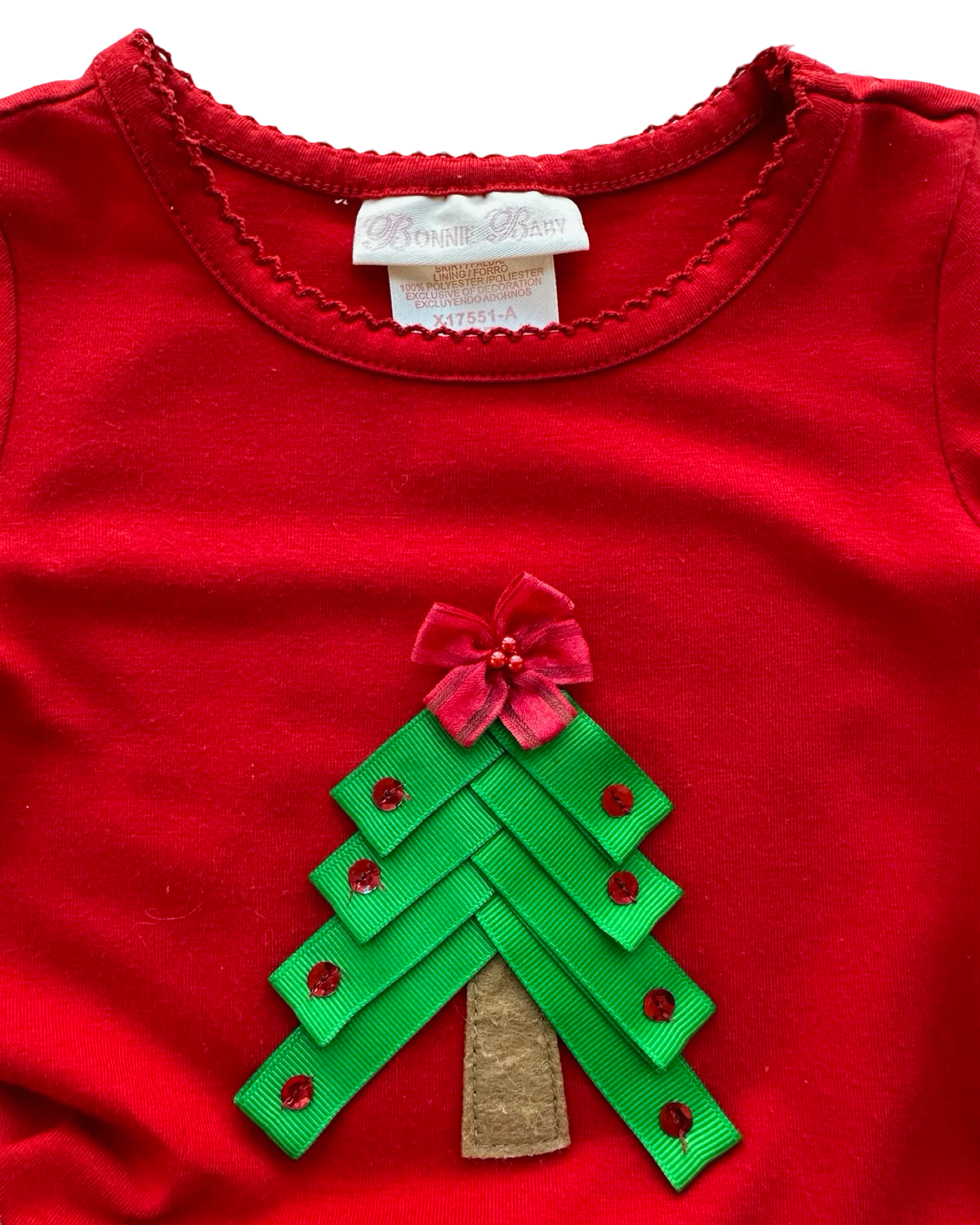 18M Baby Girl Bonnie Baby Christmas Tree Long Sleeve Dress