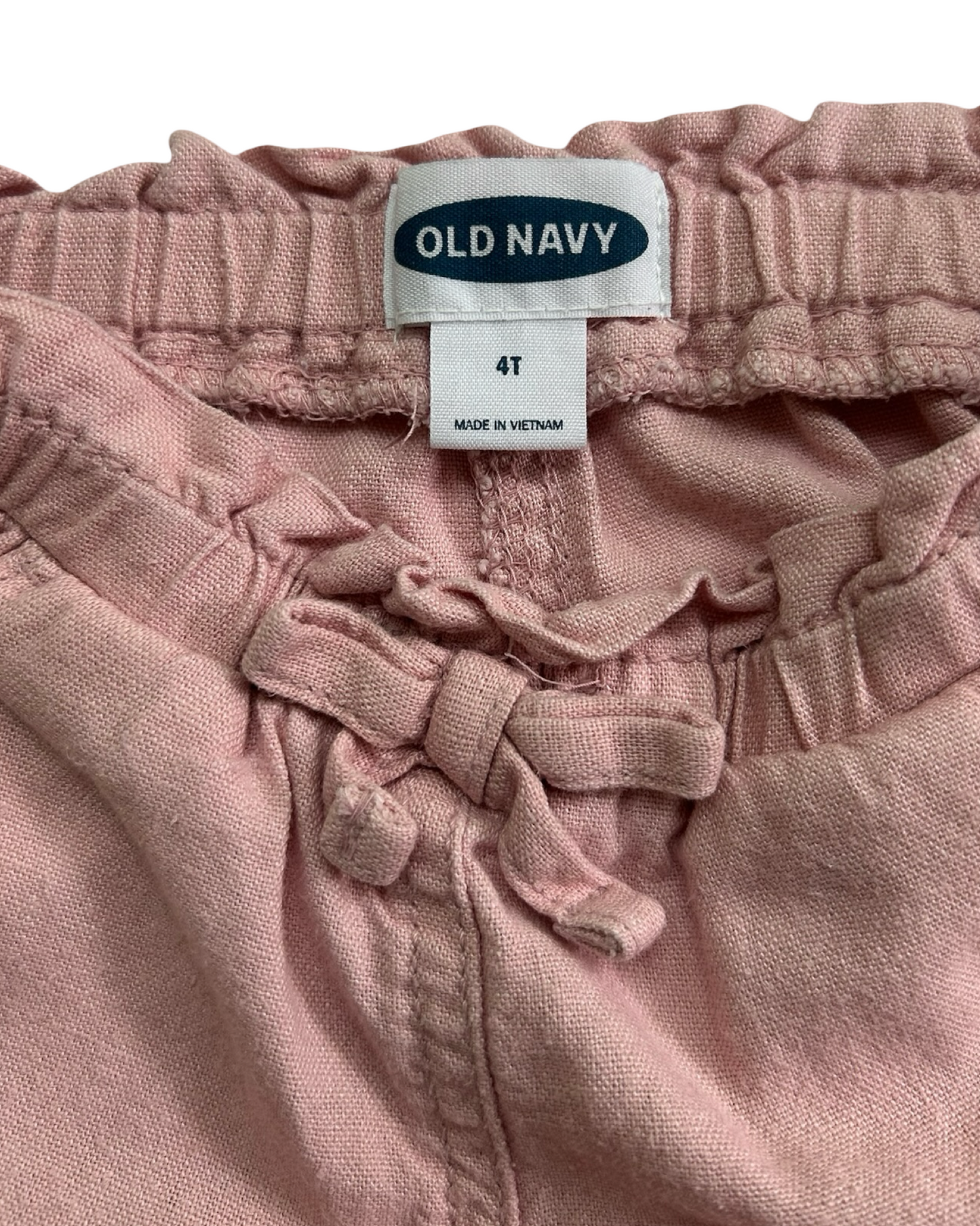 4T  Toddlers Girls Old Navy Linen-Blend Eyelet Embroidered Zig-Zag Sleeveless Top And Linen-Blend Pull-On Short Piece Set