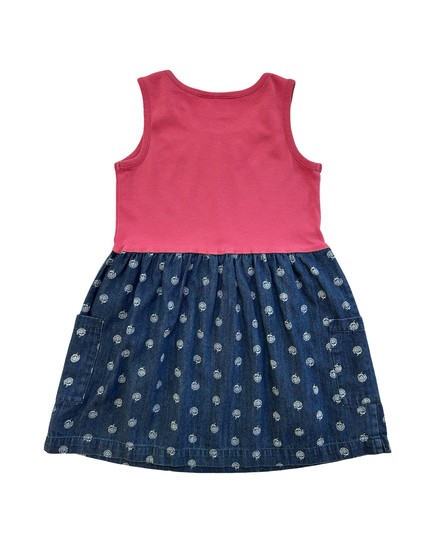 4T (100-cm) Toddlers Girls Hanna Andersson Printed Chambray Half & Half Dress