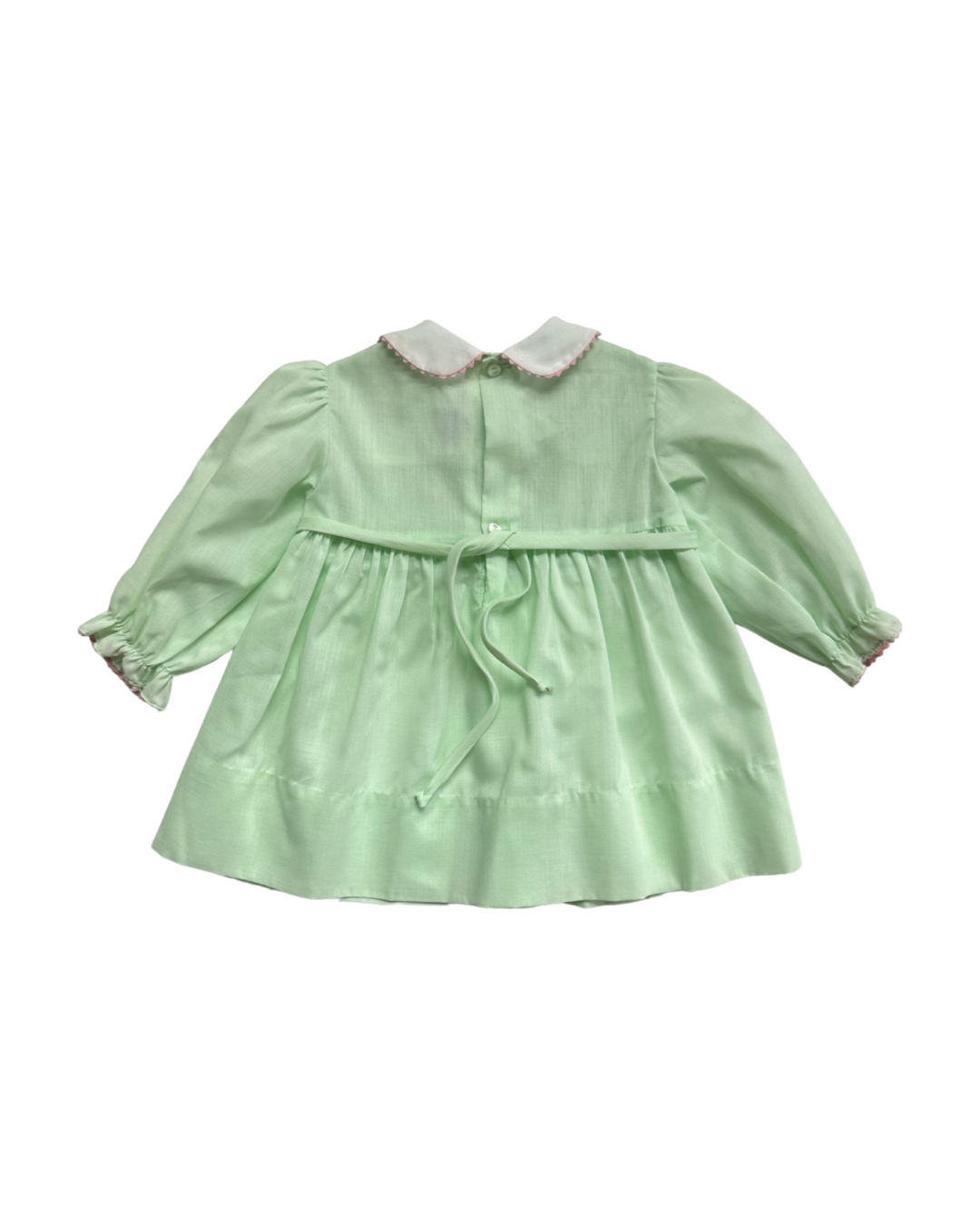 24M Baby Girl Polly Flinders Mint Green and Pink Smocked Vintage Dress