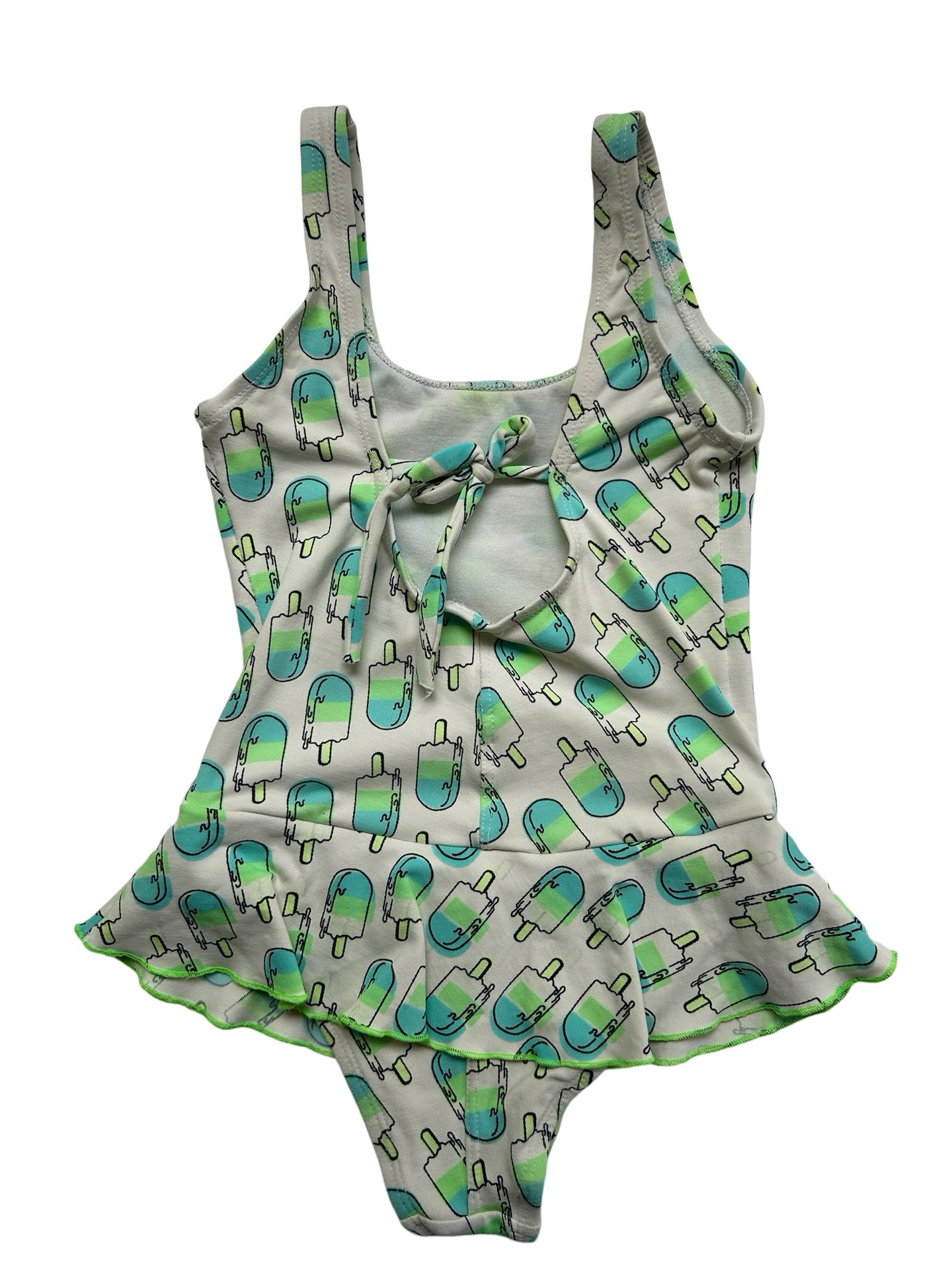 4T - 5T One Piece Swimsuit With Popsicles - Cute & Funny Girls Swimwear.