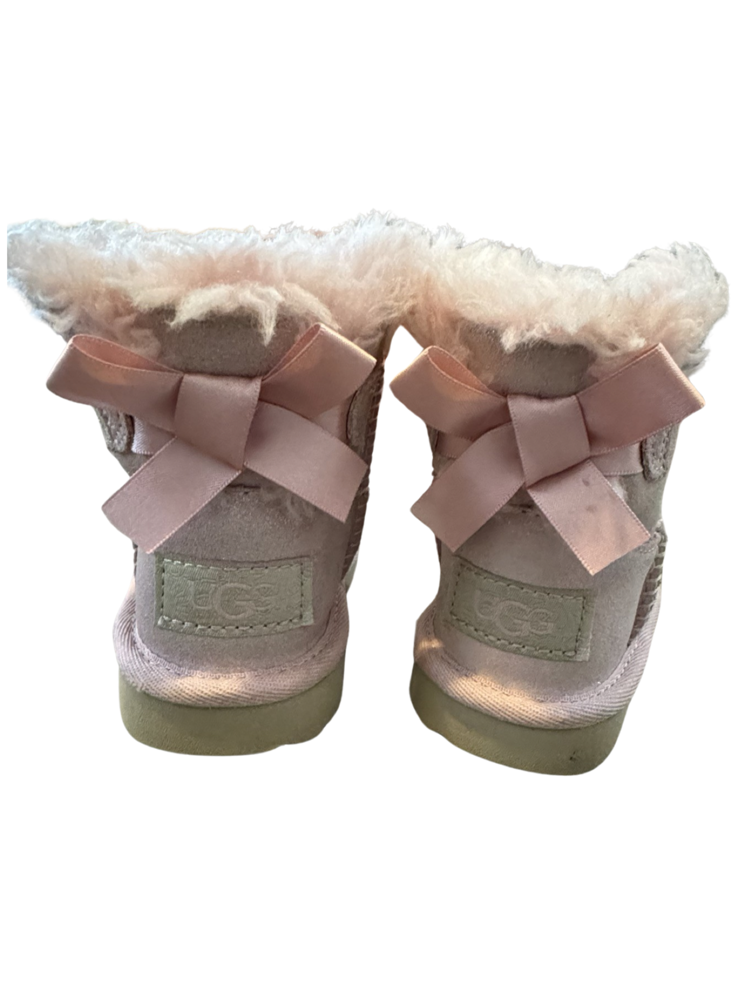 6C Toddler Girl Pink Sparkle Leather UGG Mini Bailey Bow Snow Boots
