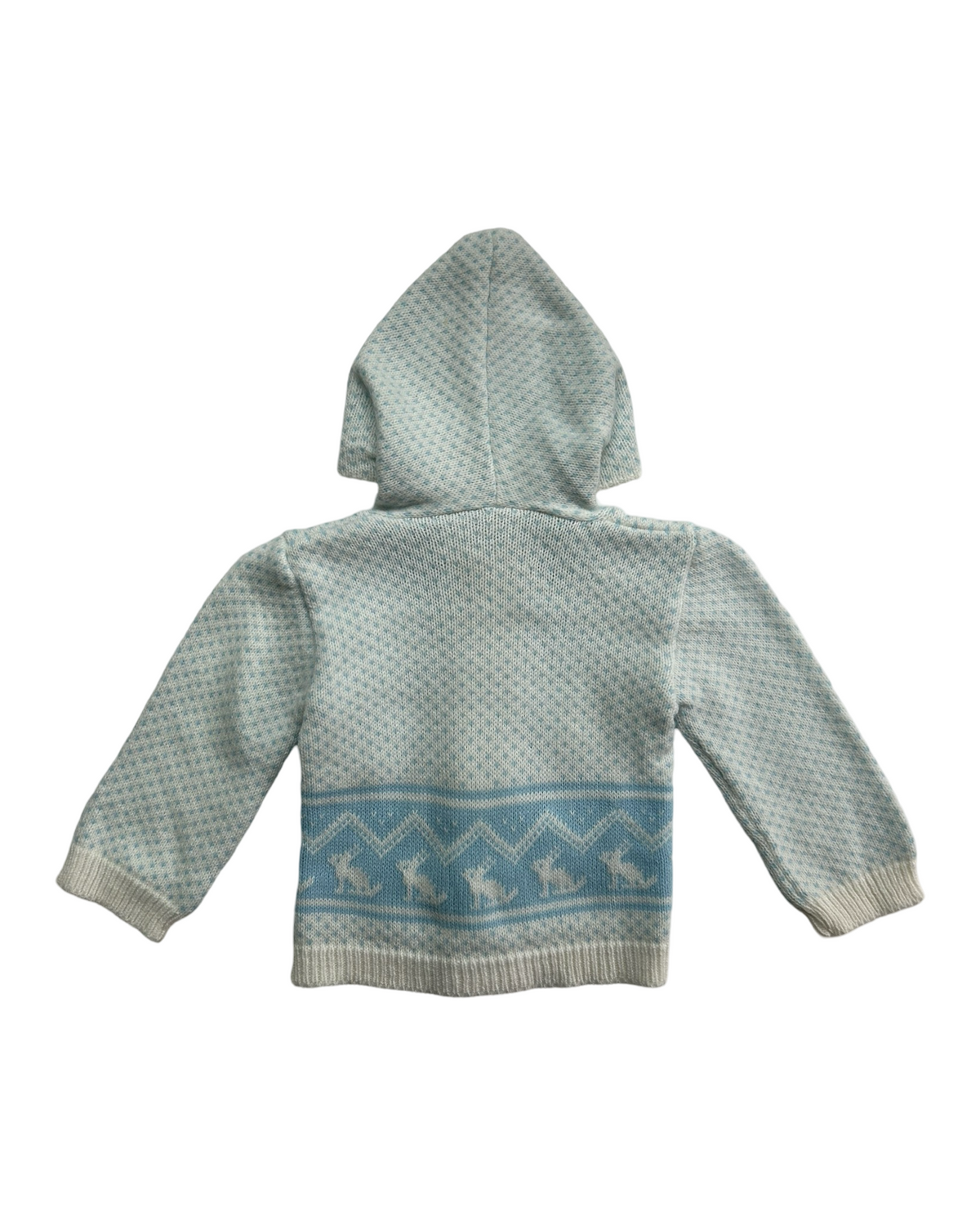 6-12M Baby Boy Lazarus Vintage White and Blue Bunny Sweater
