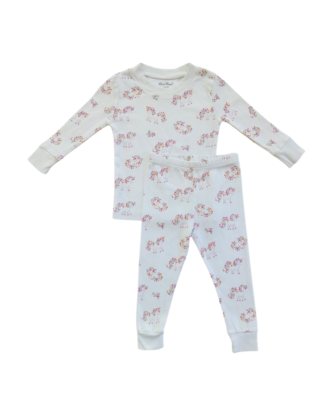 12M-18M Baby Girl Kissy Kissy Unicorns Garden Sleepwear 2Pc Long Sleeve PJs