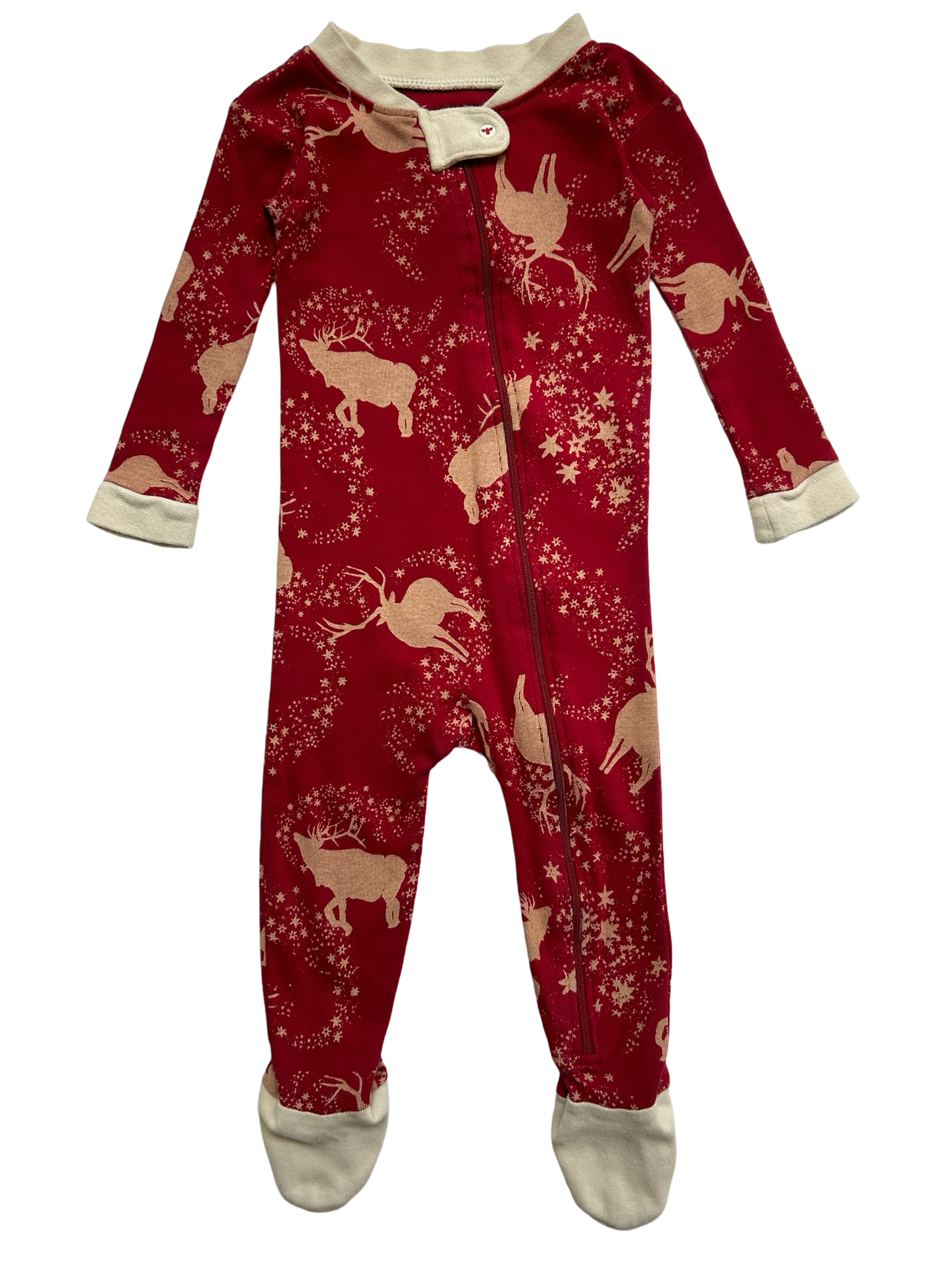 6M-9M Burt’s Bees Baby, Baby’s Boy / Girl Reindeer Christmas Pajamas