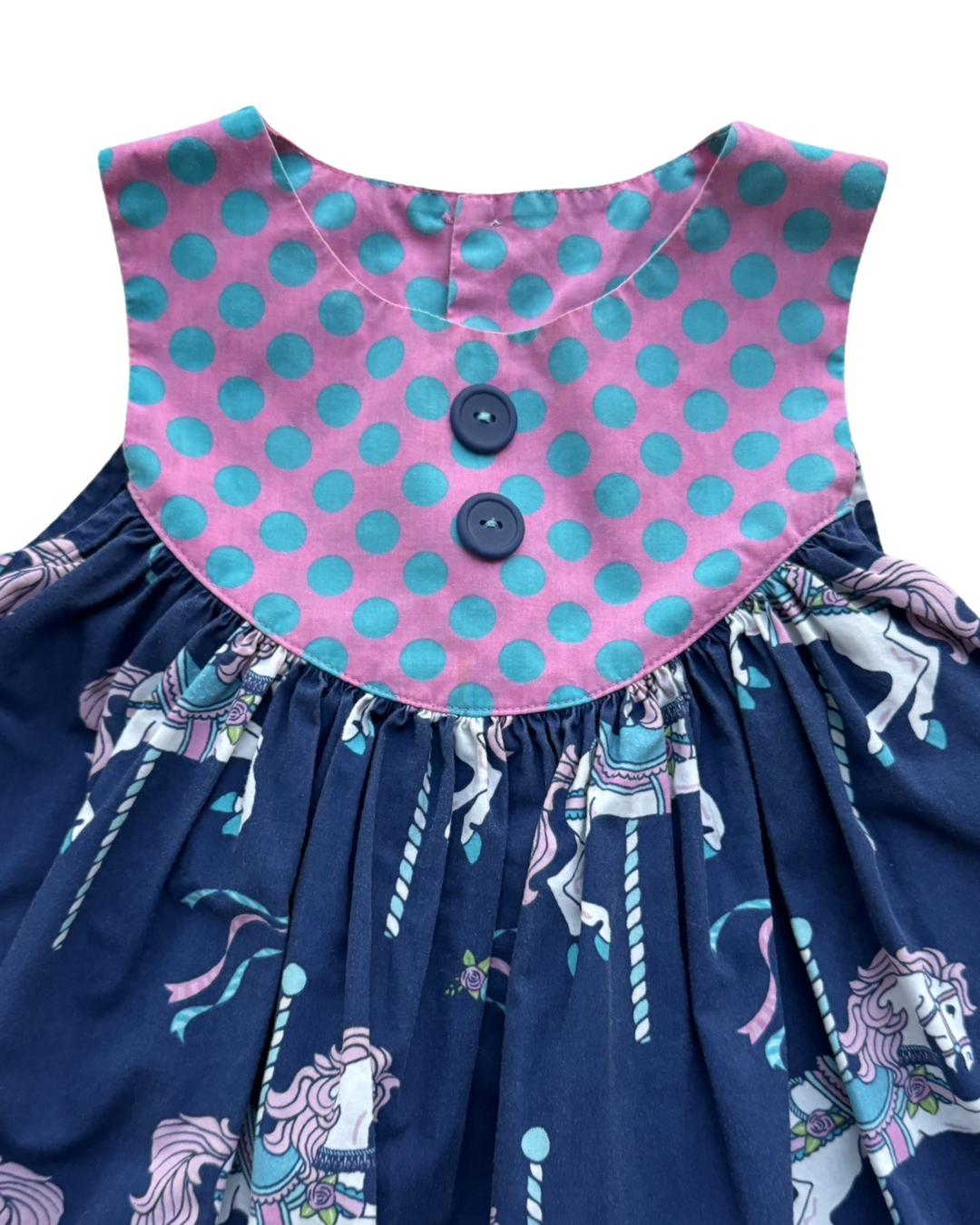 2T Toddler Girl Eleanor Rose Gigi Blue Carrousel Horse Dress