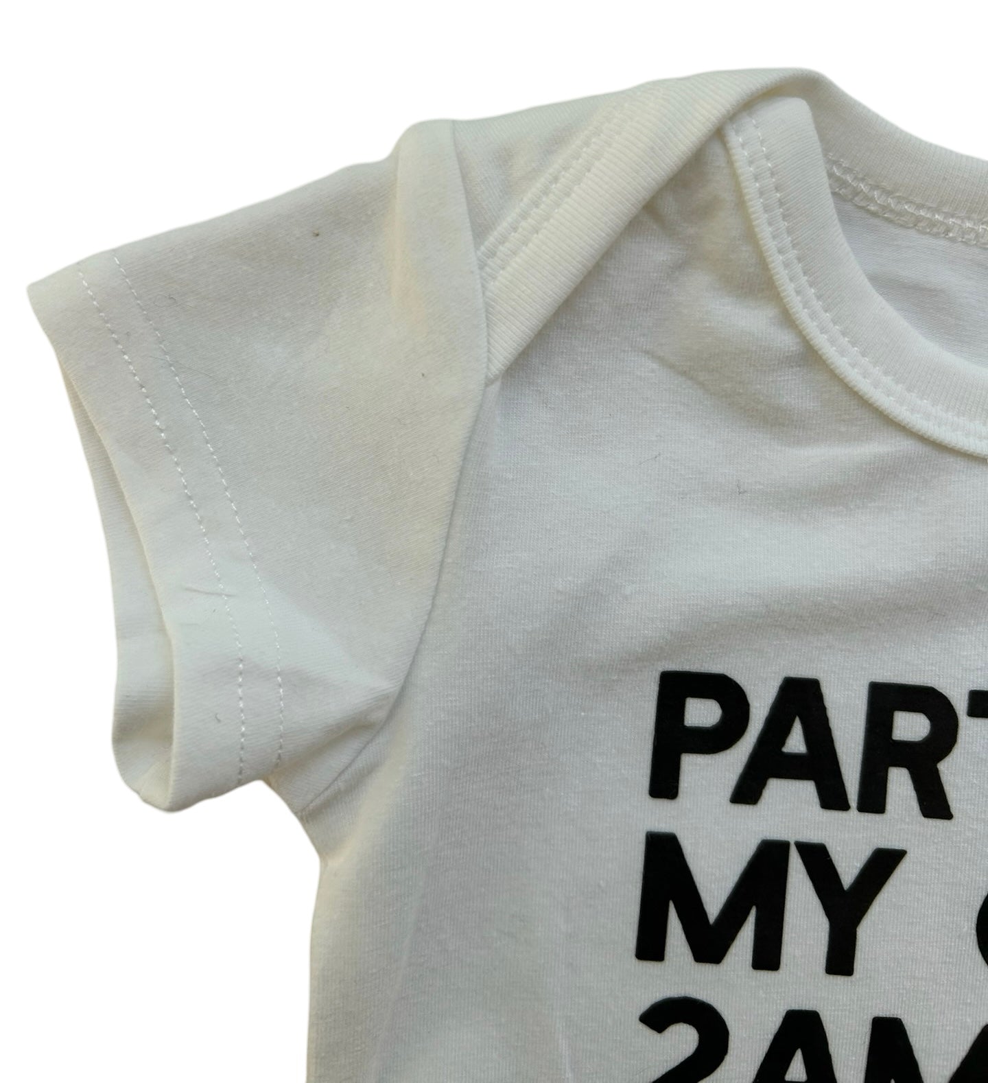 6M Baby Girl / Boy Announcement Bodysuit Party At My Crib 2AM, Letter Print-Romper.