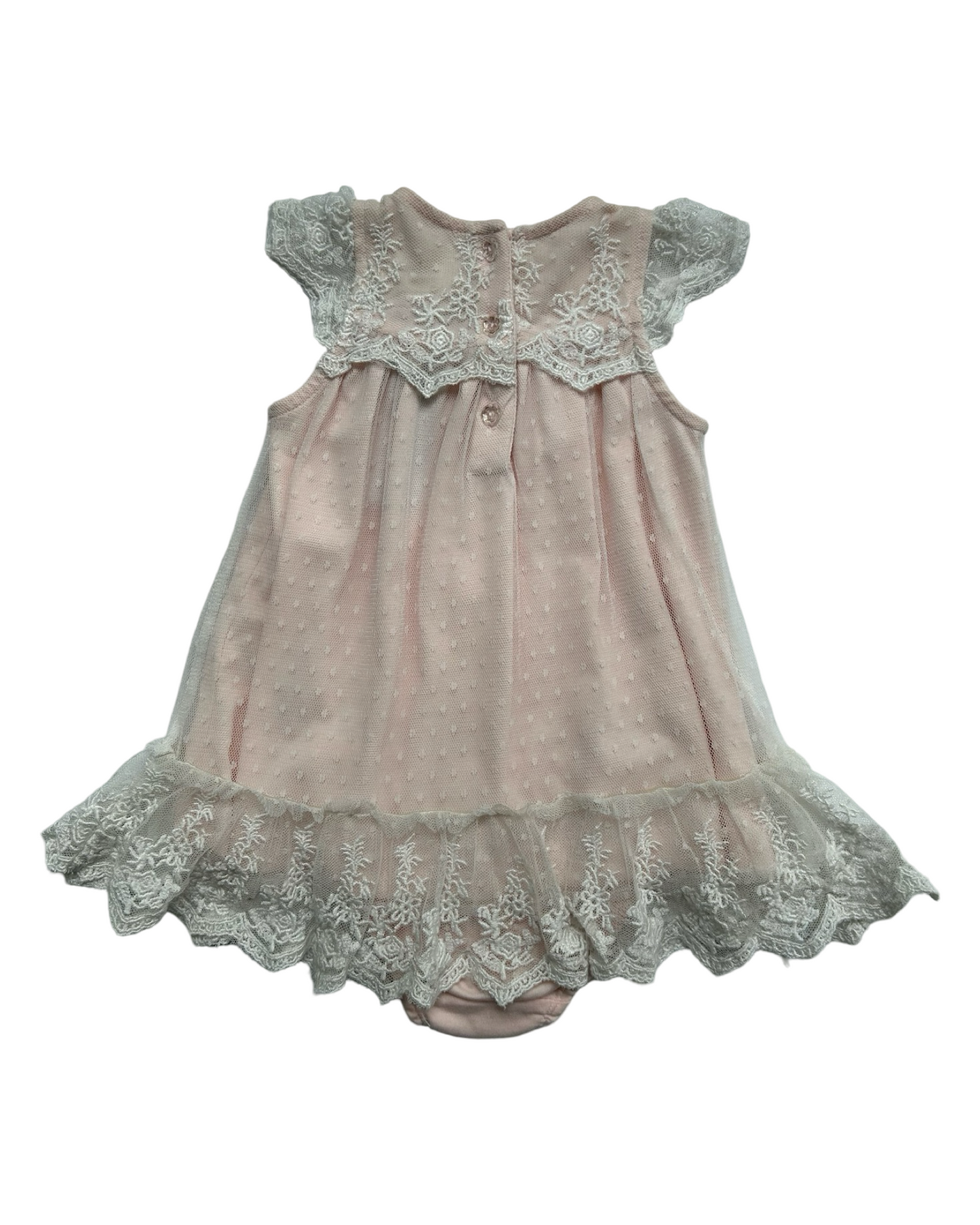 3M Baby Girl Light Pink Camilla Lace Overlay Dress with Bloomers
