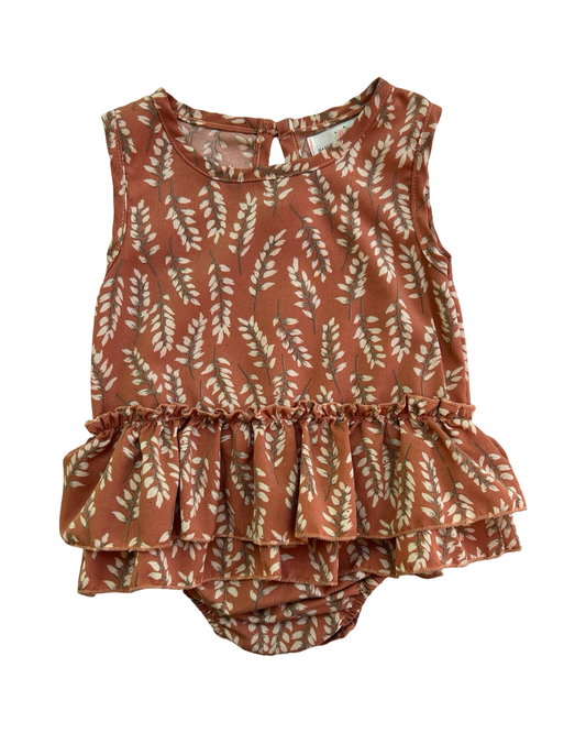 12M - 18M Baby Girls Bailey’s Blossoms Floral Ruffle Bubble Romper.