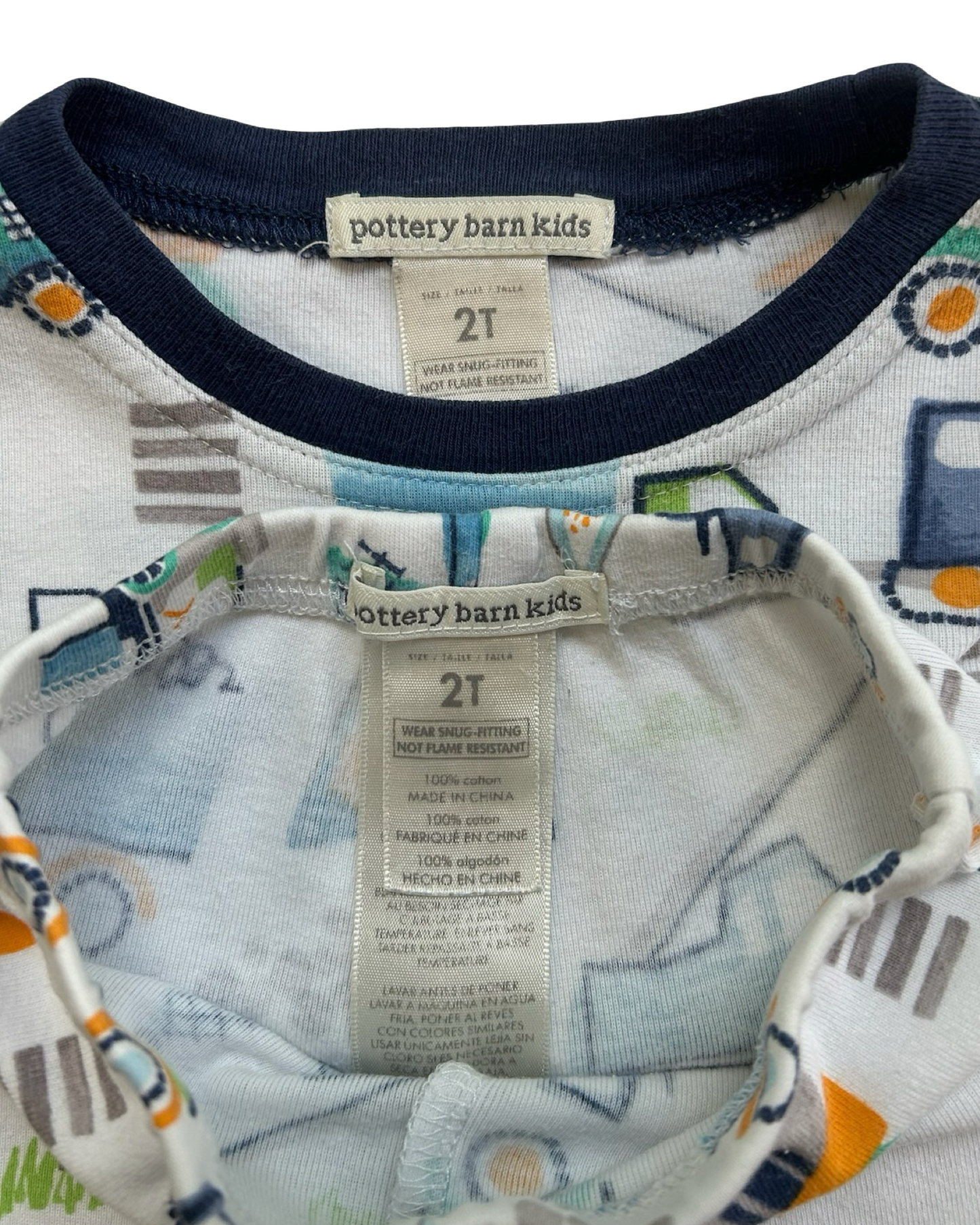 2T Toddler Boys Pottery Barn Kids Construction Vehicles 🛻 Pajama 2 Piece Set