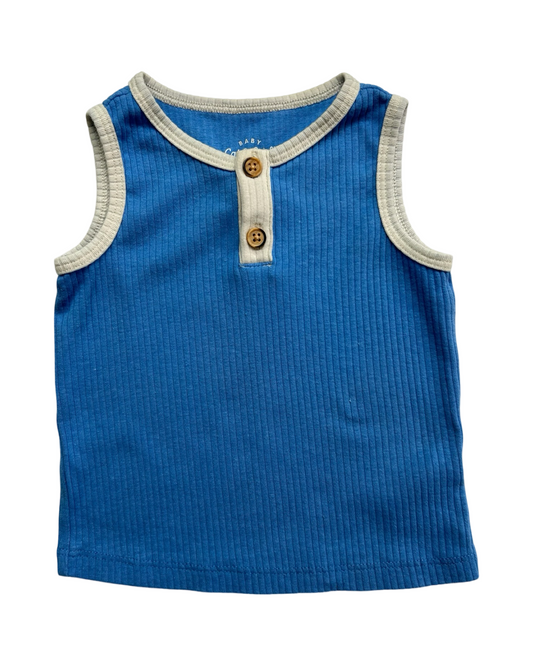 6M-9M Baby Boy Cat & Jack Blue Summer Outfit 2 Pieces Set.