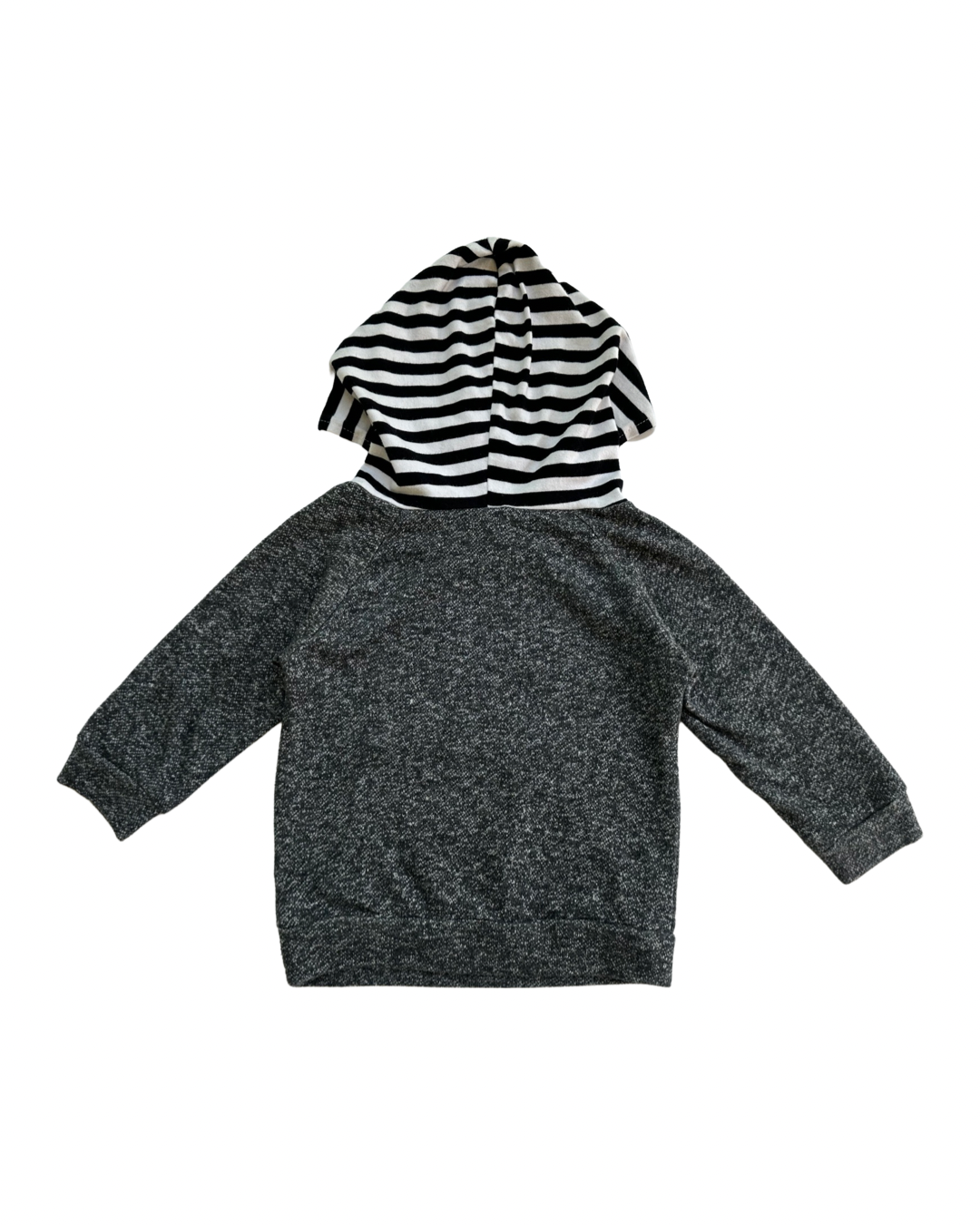 12-18M Baby Boy Gray Hip Baby Jogger Set with Black / White Striped Detail