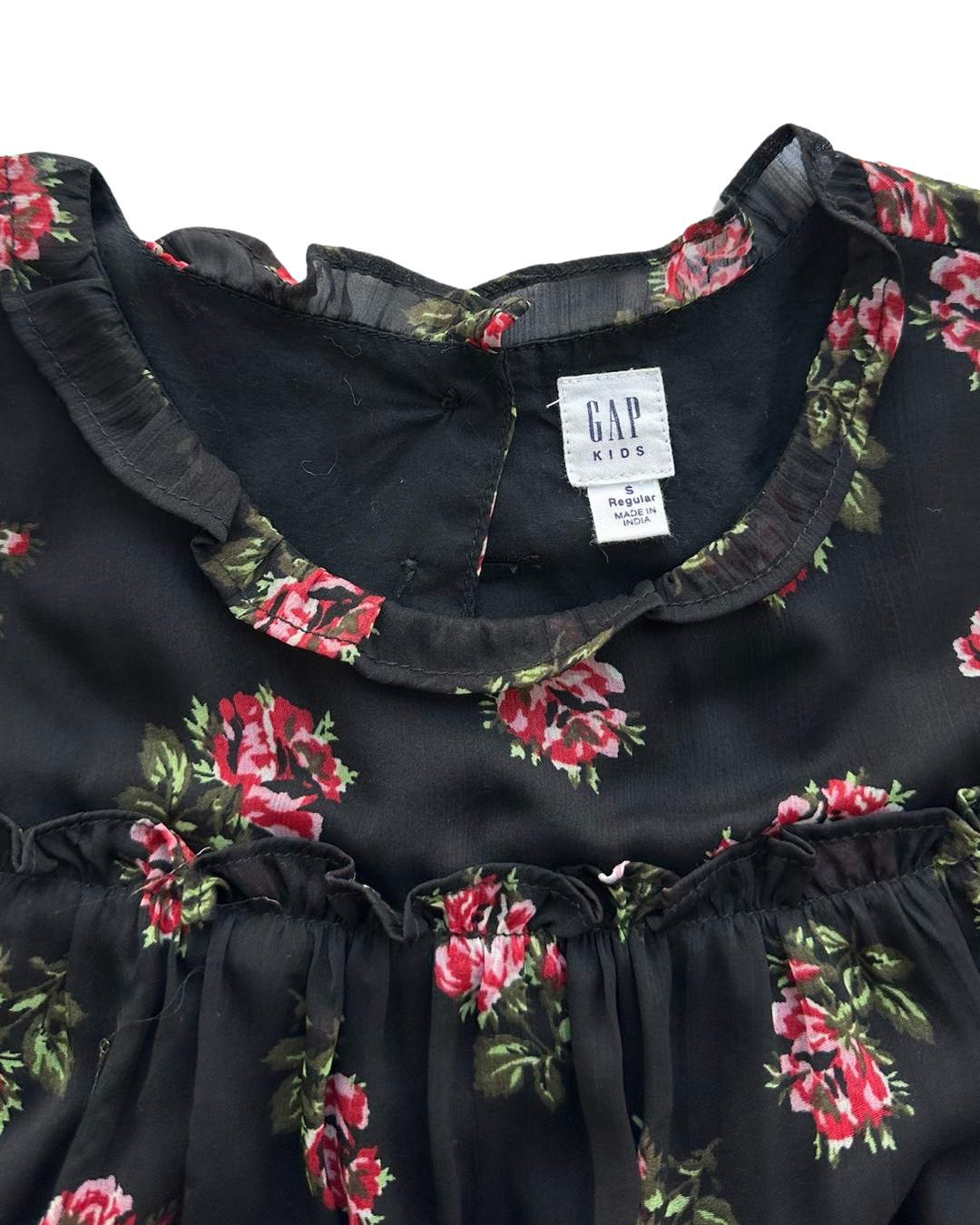 Small 5T Toddler Girl Gap Kids Black Floral Long Sleeve Dress