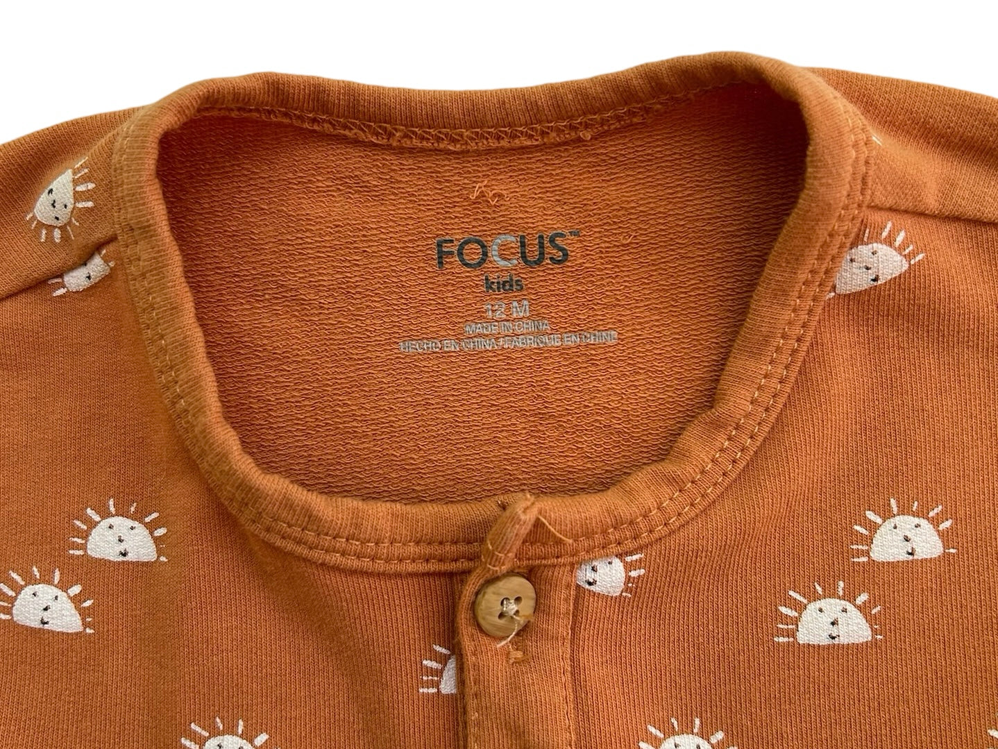 12M Focus Kids Sunshine Romper Baby Girls, Orange  Short Sleeve and Pocket