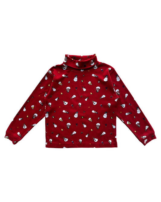 6T-7T Toddler Girls Talbots  Kids Holiday Christmas Snowman ⛄️ Mock Neck Sweater