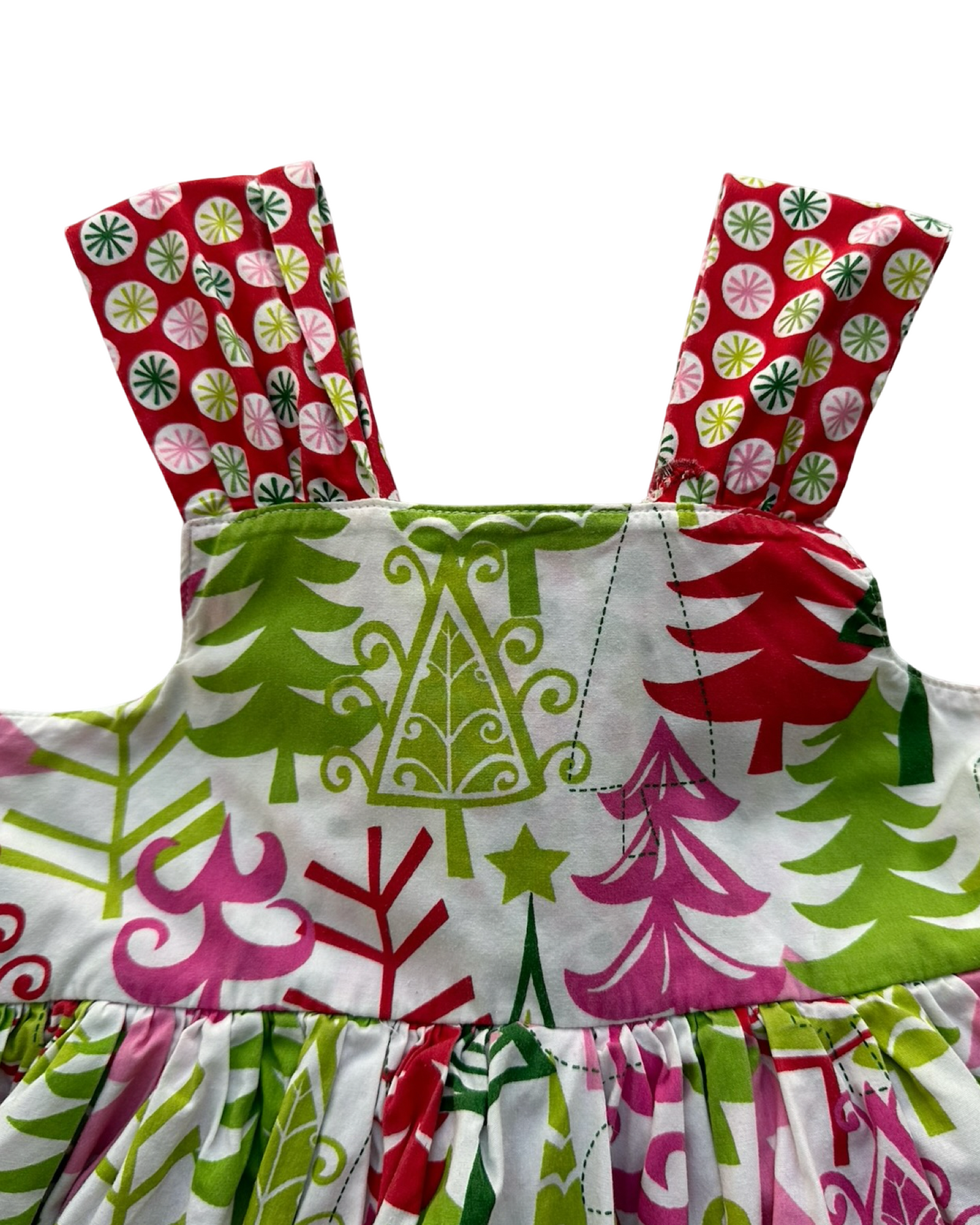 5T Toddler Girl Jelly The Pug Christmas Tree Sassy Ruffle A-Line Dress