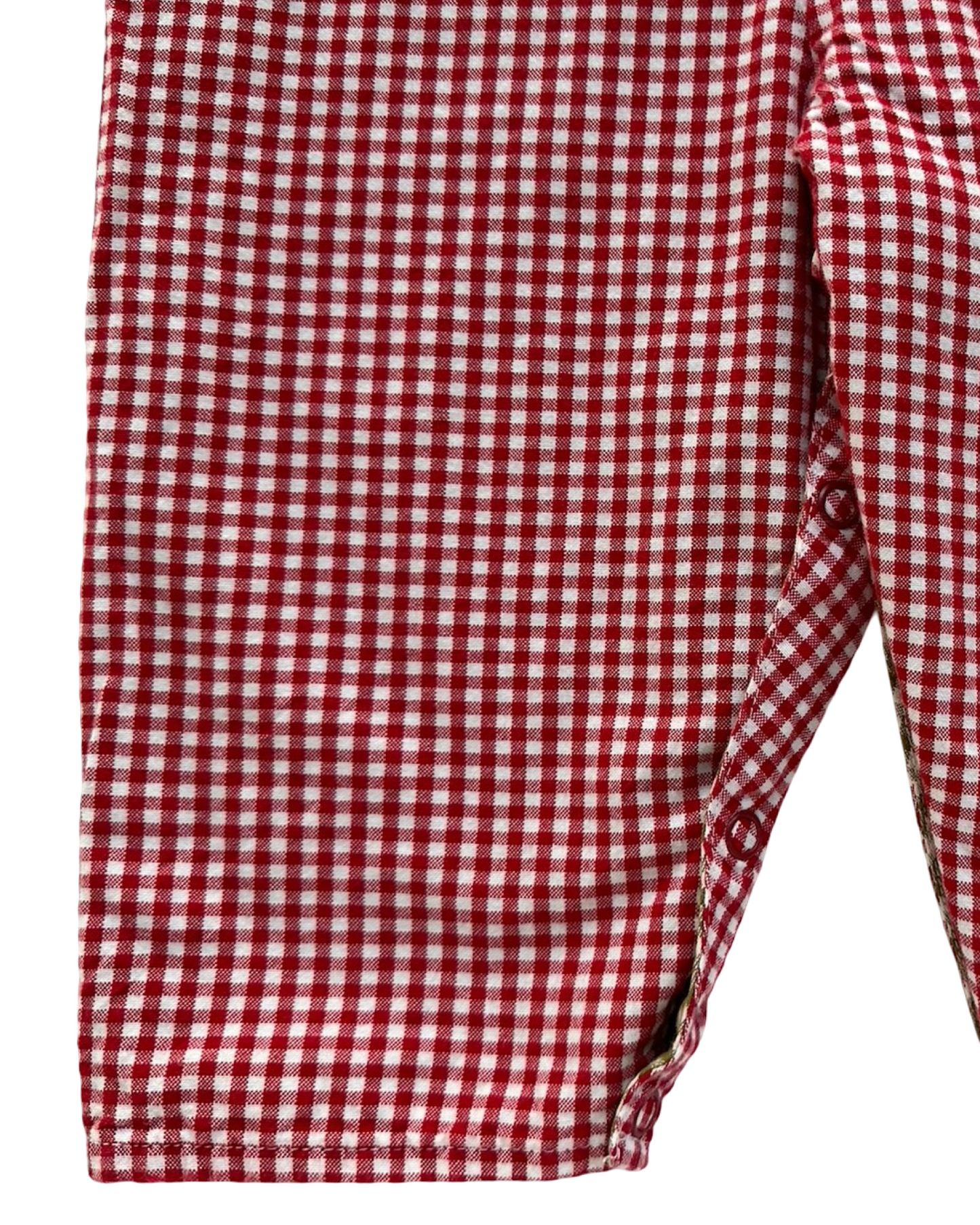 12M Baby Boys The Bailey Boys Gingham Patterned Overall-Romper Reversible Appliqués Camel 🐫 Reverse To Farm Car. One Piece.