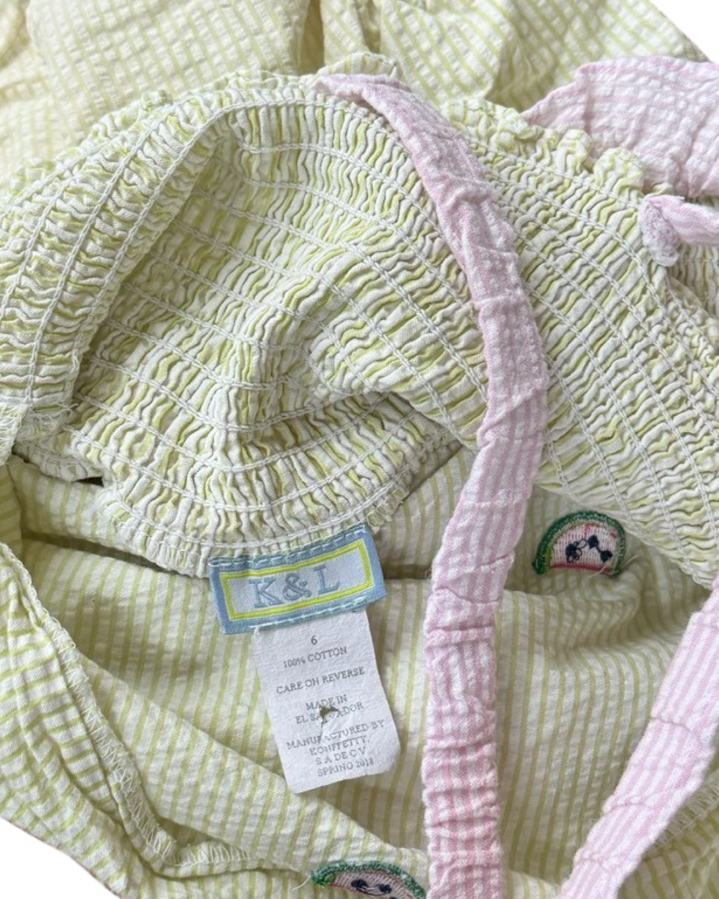 6 Toddlers Girls K&L Seersucker Watermelon Swim / Sun Suit