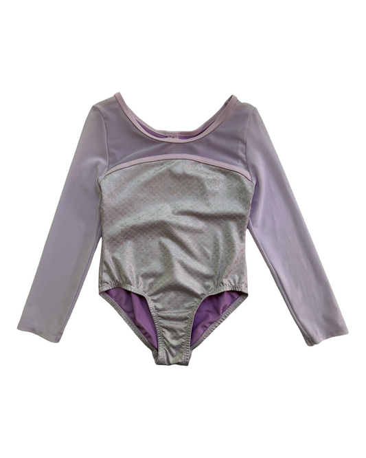 XS 4T-5T Toddler Girl Cat & Jack Gymnastics Bodysuit Purple Mermaid Mesh Long Sleeve.