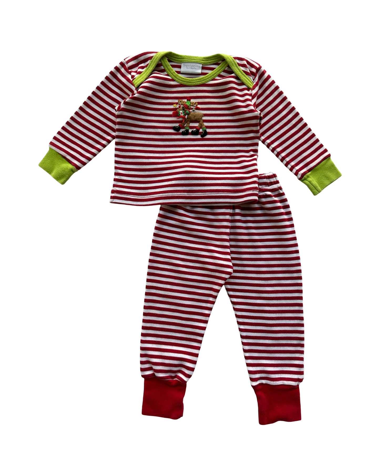 3M - 6M Baby Boy Squiggles Striped Christmas PJs 2 pc set