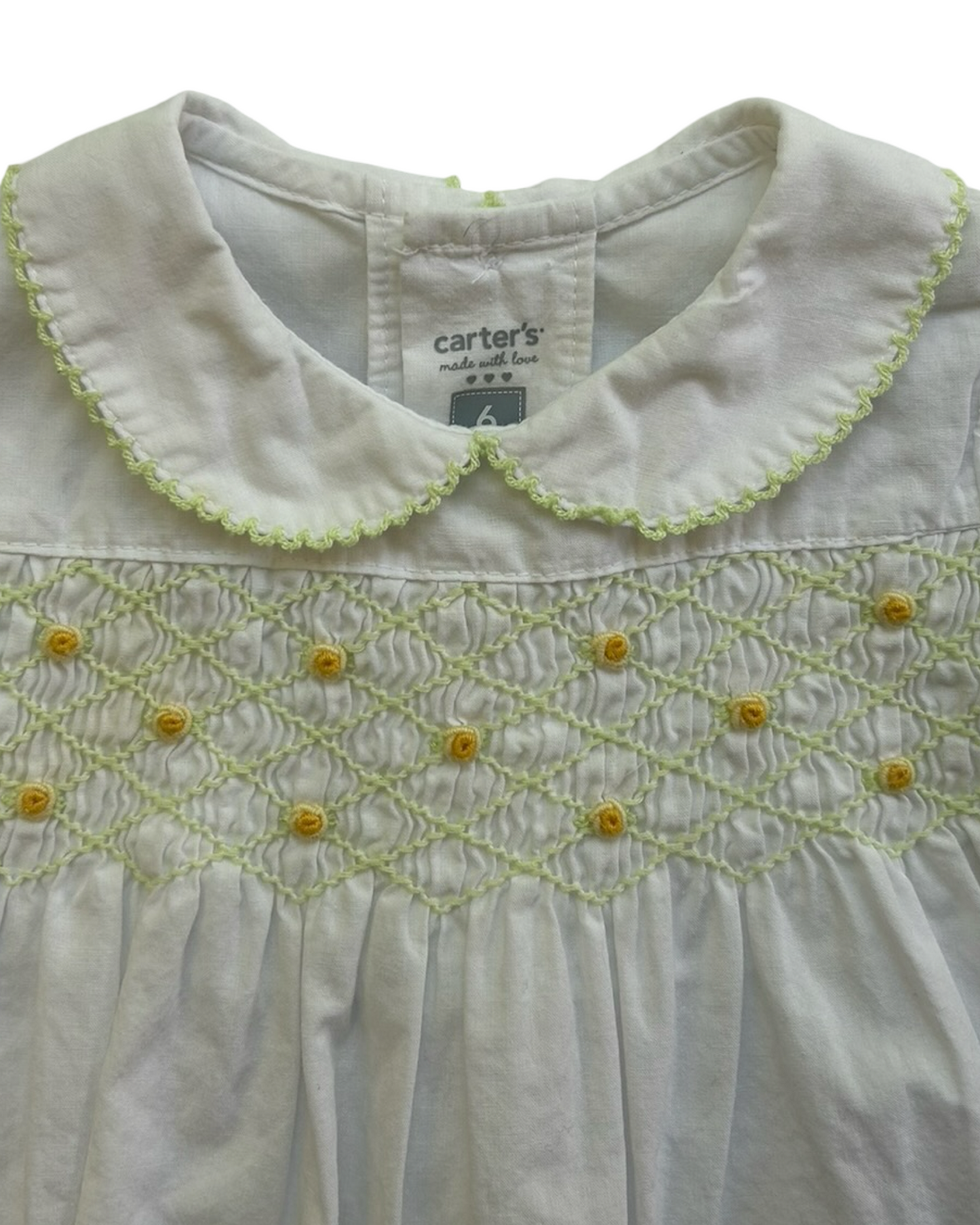 6M Baby Girls Carter’s Vintage Smocked And Embroidered 🌼 Dress / Diaper Cover 2 Piece Set