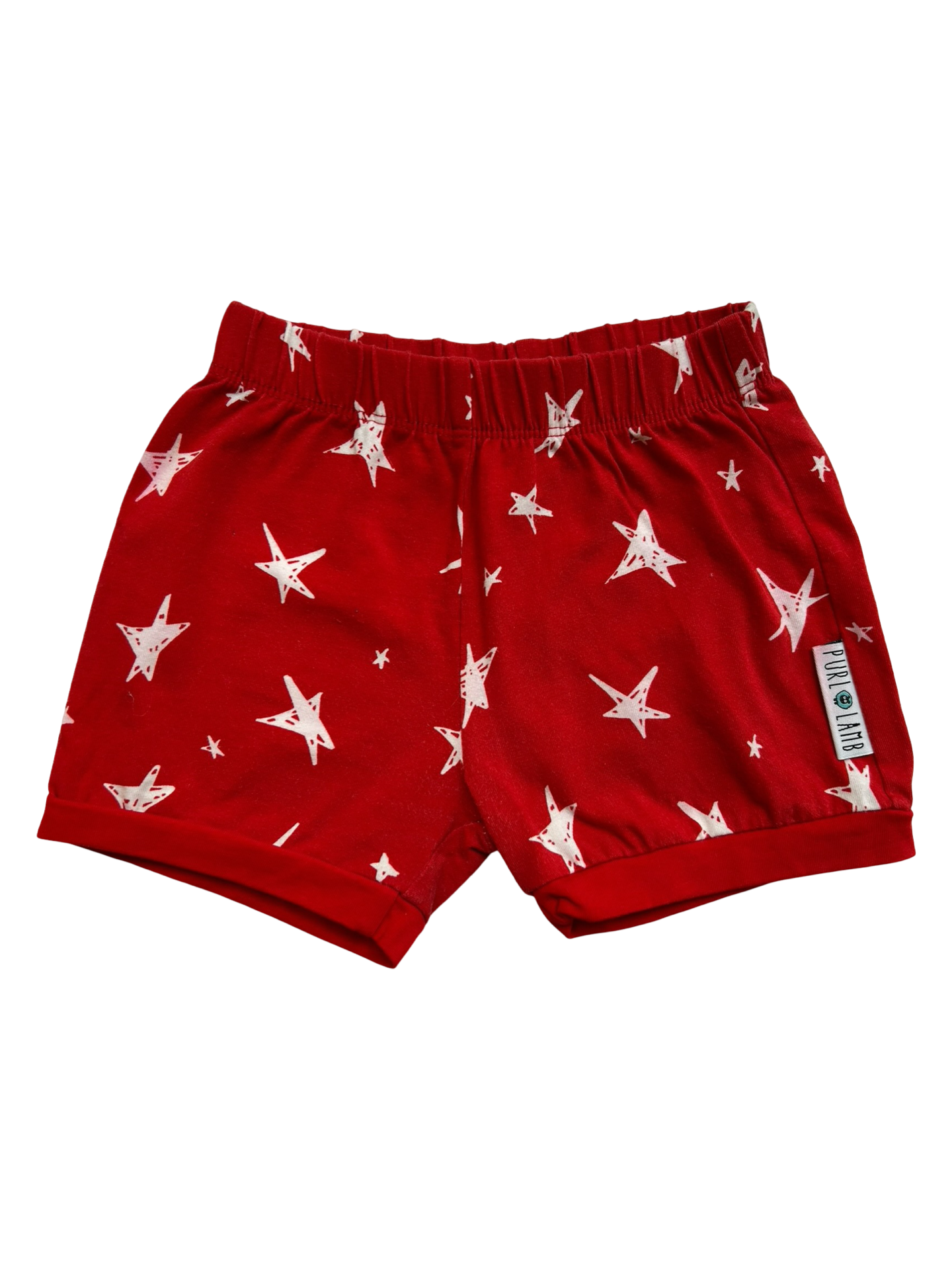 2T-3T Toddlers Girls Purl Lamb Red, Stars ⭐️ White Shirt Top And Short 2 Piece Set.