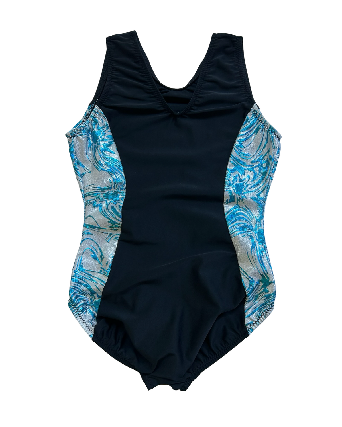 Large 6T-7T Toddler Girl’s Go For The Gold Gymnastics Leotard With Jewels.