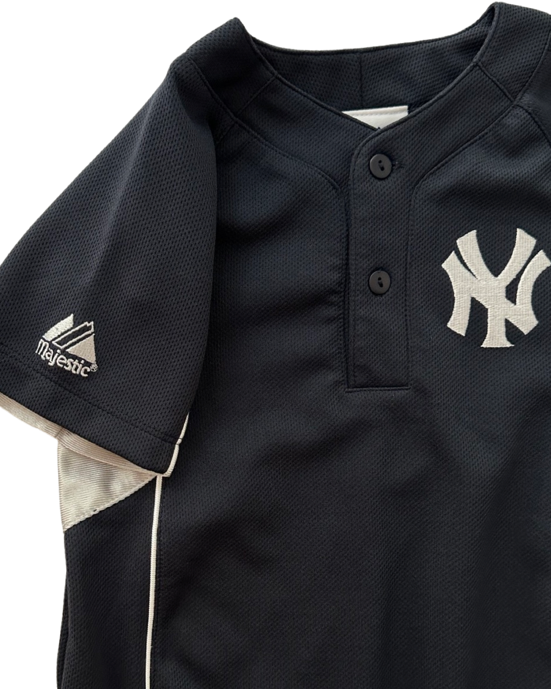 24M Baby Boy Majestic New York Yankees Navy & Silver Jersey Romper