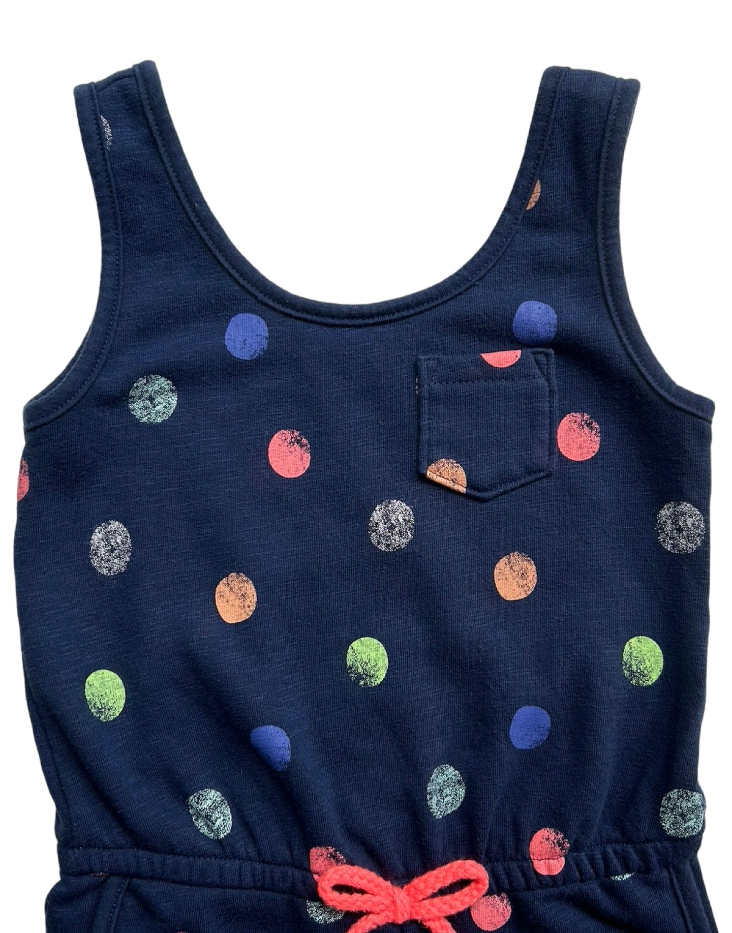 XS (4-5 Years) Girl’s Cat & Jack Sleeveless Romper With Colored Dots Overall.