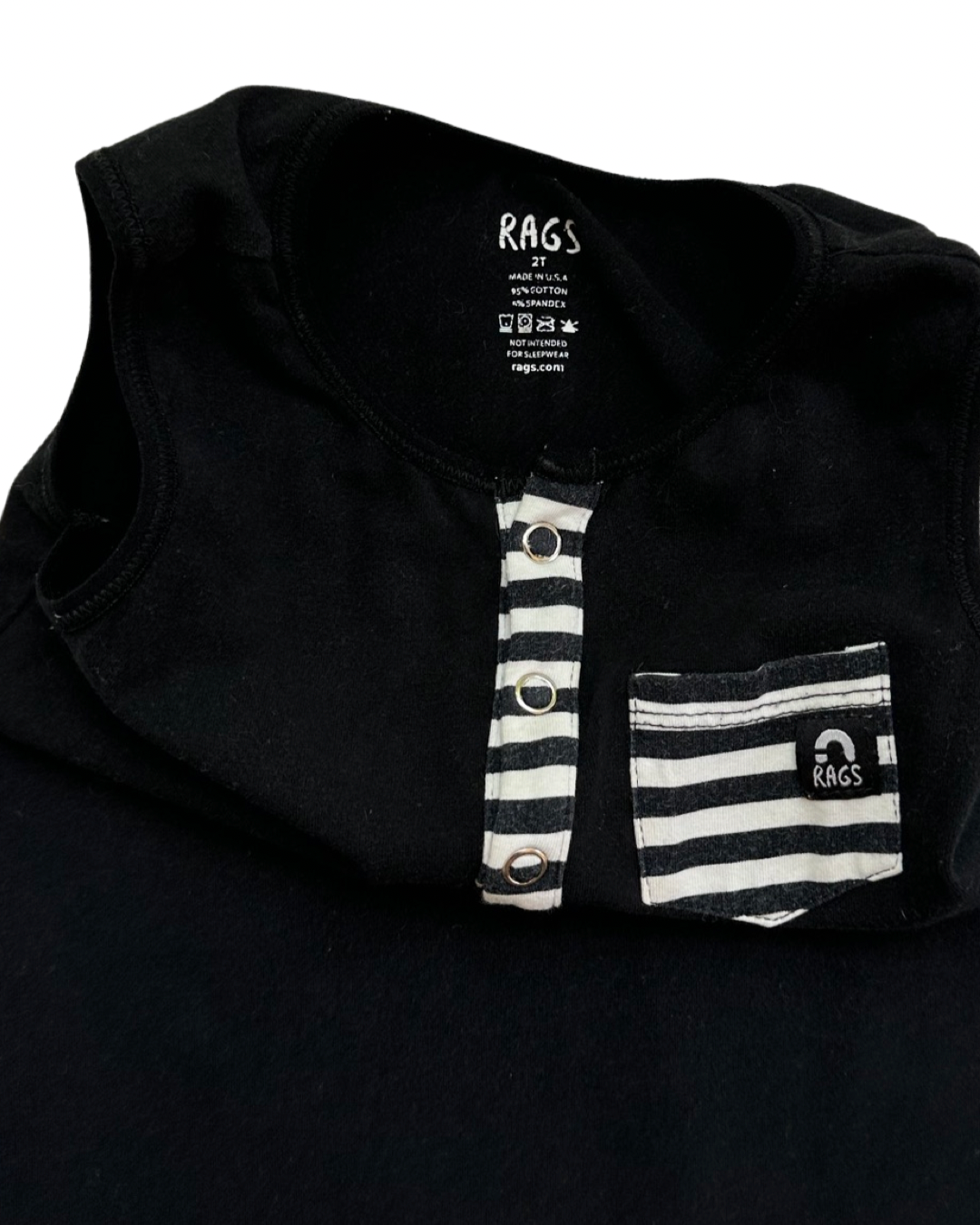 2T Toddler Boy RAGS to Raches Black Romper