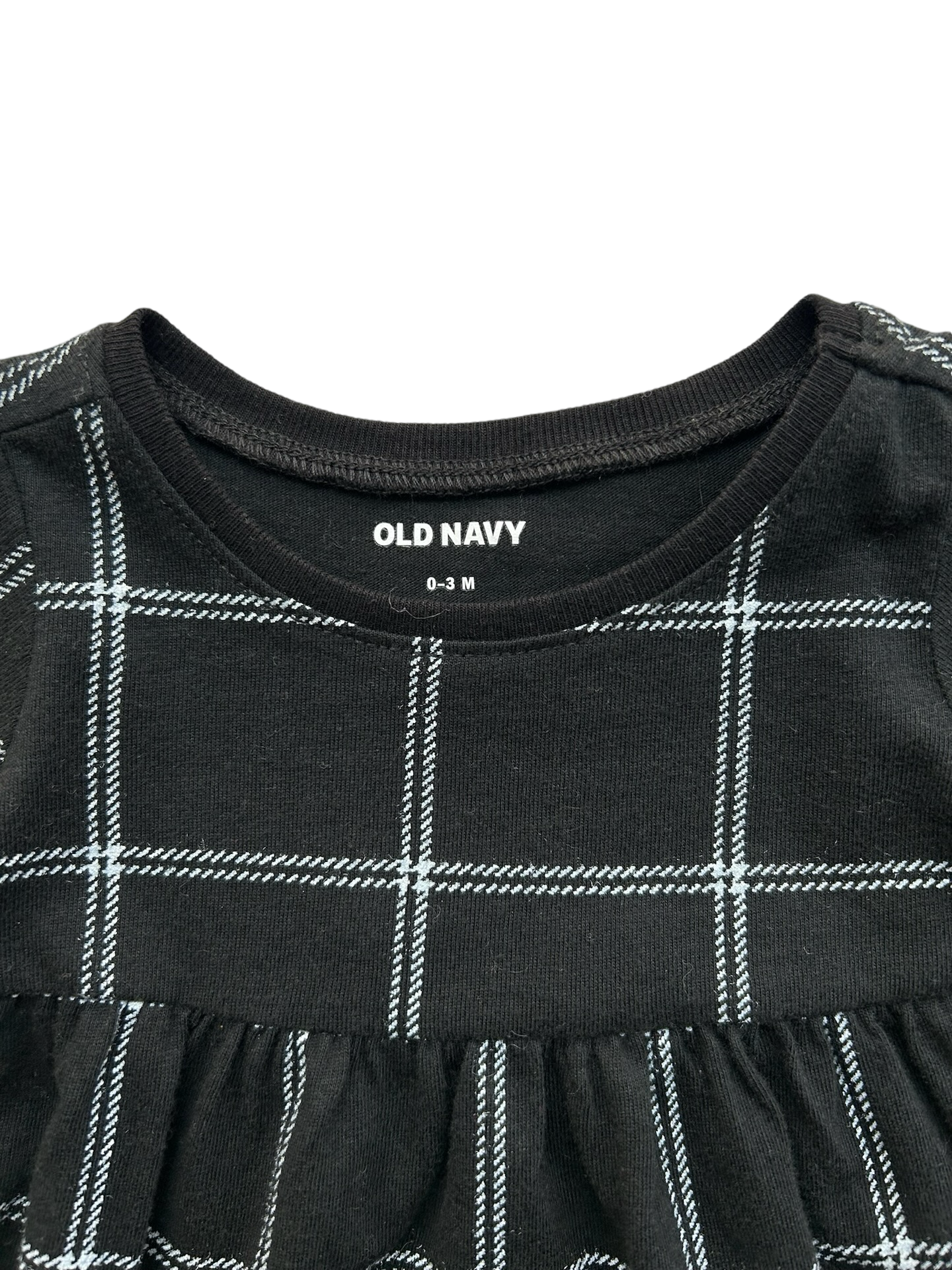 0-3M Baby Girl Old Navy Black Plaid Long Sleeve Dress