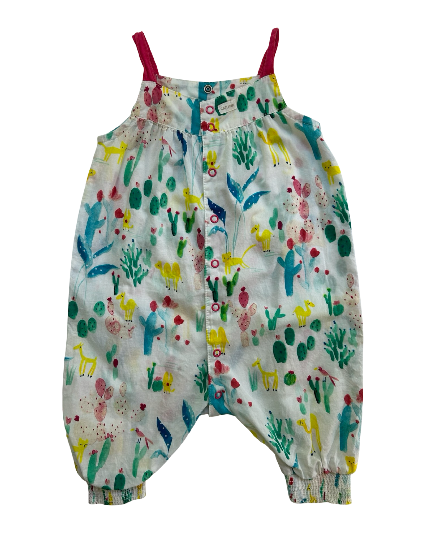 9M -12M Baby Girls Catimini Cactus 🌵 Motif Strap Dress.