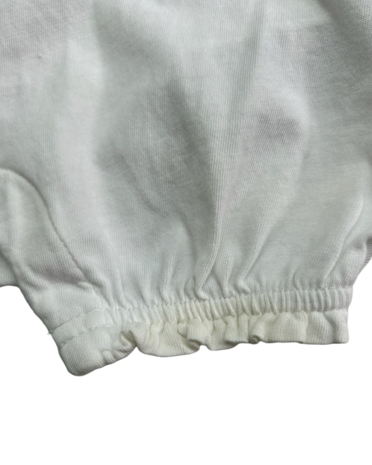 3M-6M Baby Girl Baby Gap Light Blue / White Striped Onesie Embroidered Dress One Piece.