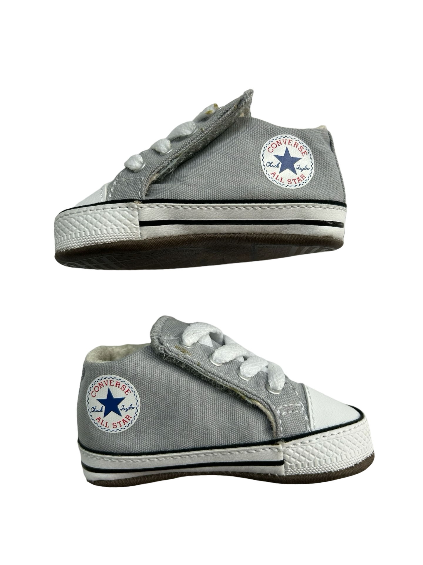 2C Baby Boy / Girl Gray Converse Soft Sole Cribster Mid Shoes Sneakers