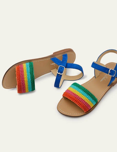 Mini Boden Rainbow Crochet Knit Toddler Sandals Size 26 / US 9
