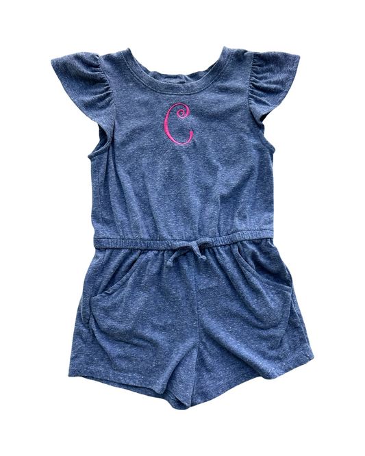 4T Toddler Girl Blue Old Navy Romper "C" Monogram