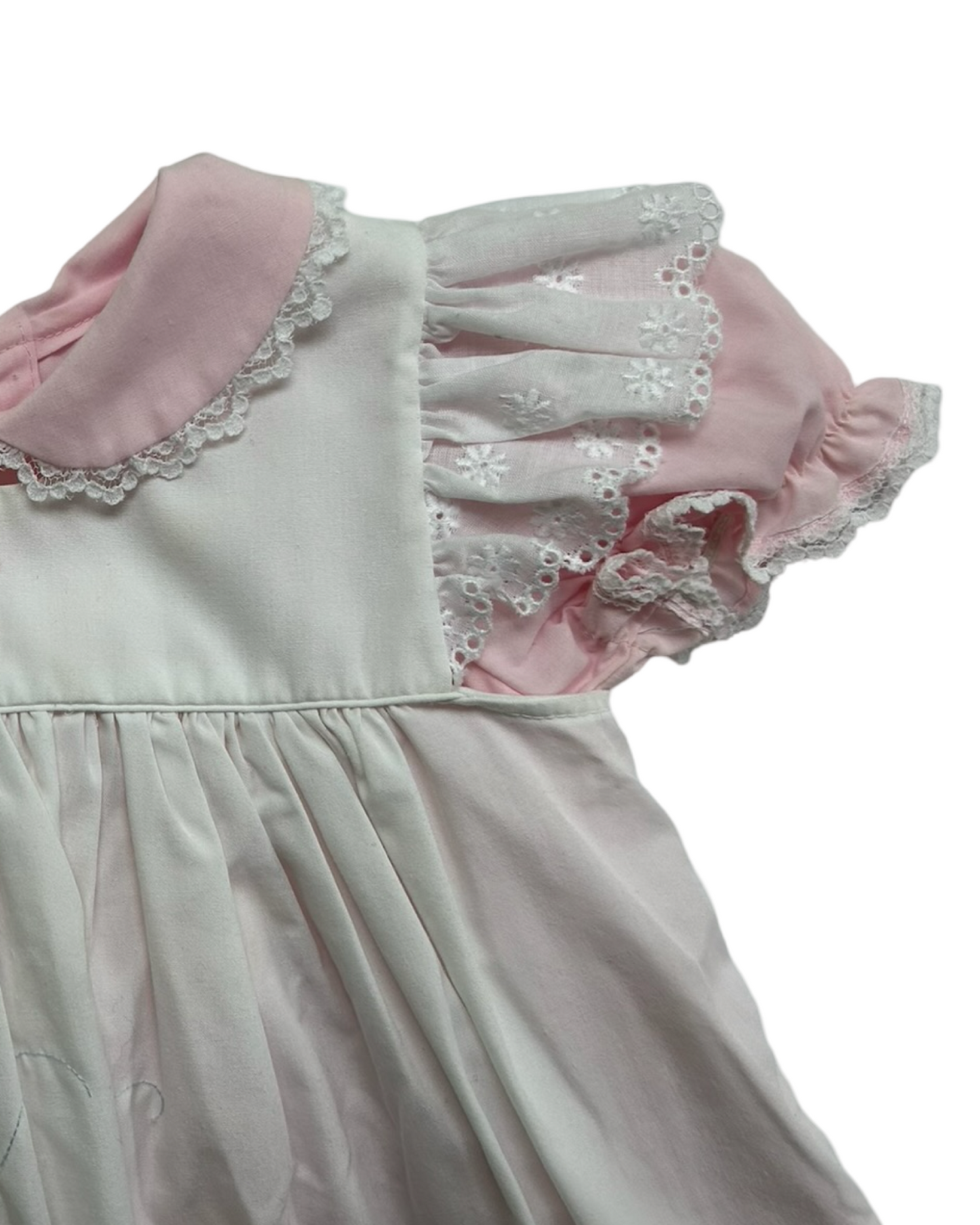 12M Baby Girls Vintage Boutique Dress Embroidered Eyelet Lace.