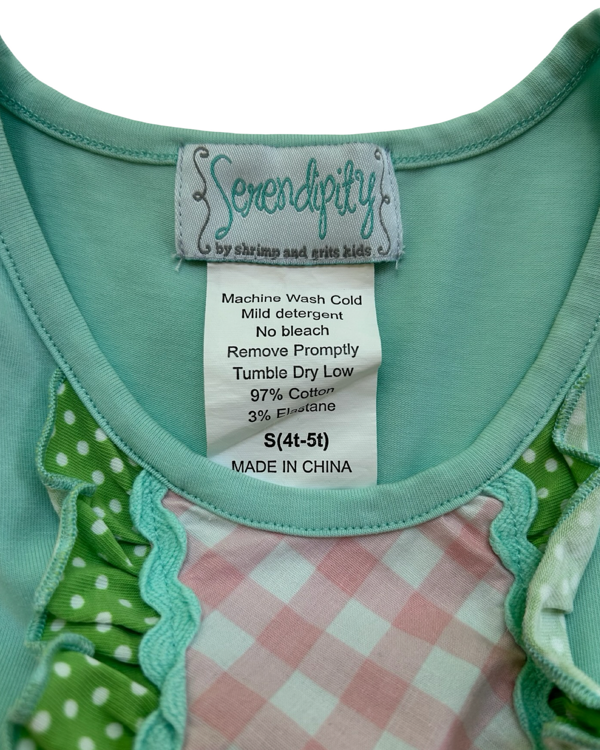 4T-5T Toddlers Girls Serendipity By Shrimp & Grits Floral / Gingham Tunic Top.