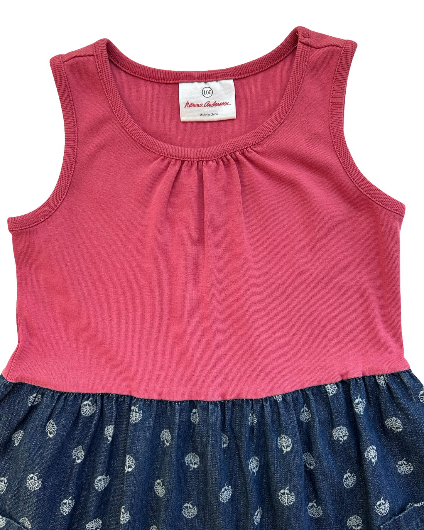 4T (100-cm) Toddlers Girls Hanna Andersson Printed Chambray Half & Half Dress