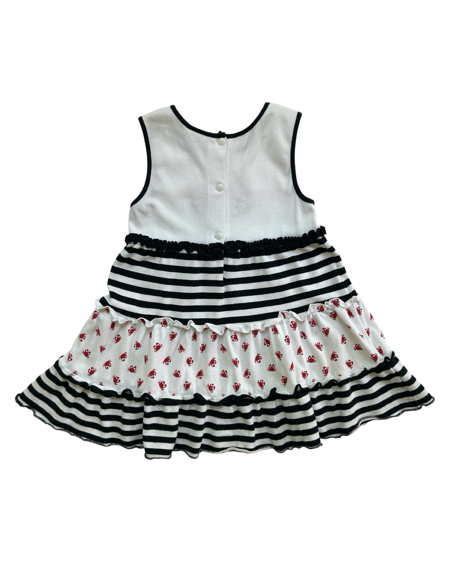 4T  Toddlers Girls Luigi Kids Striped Crab Appliqué Dress.
