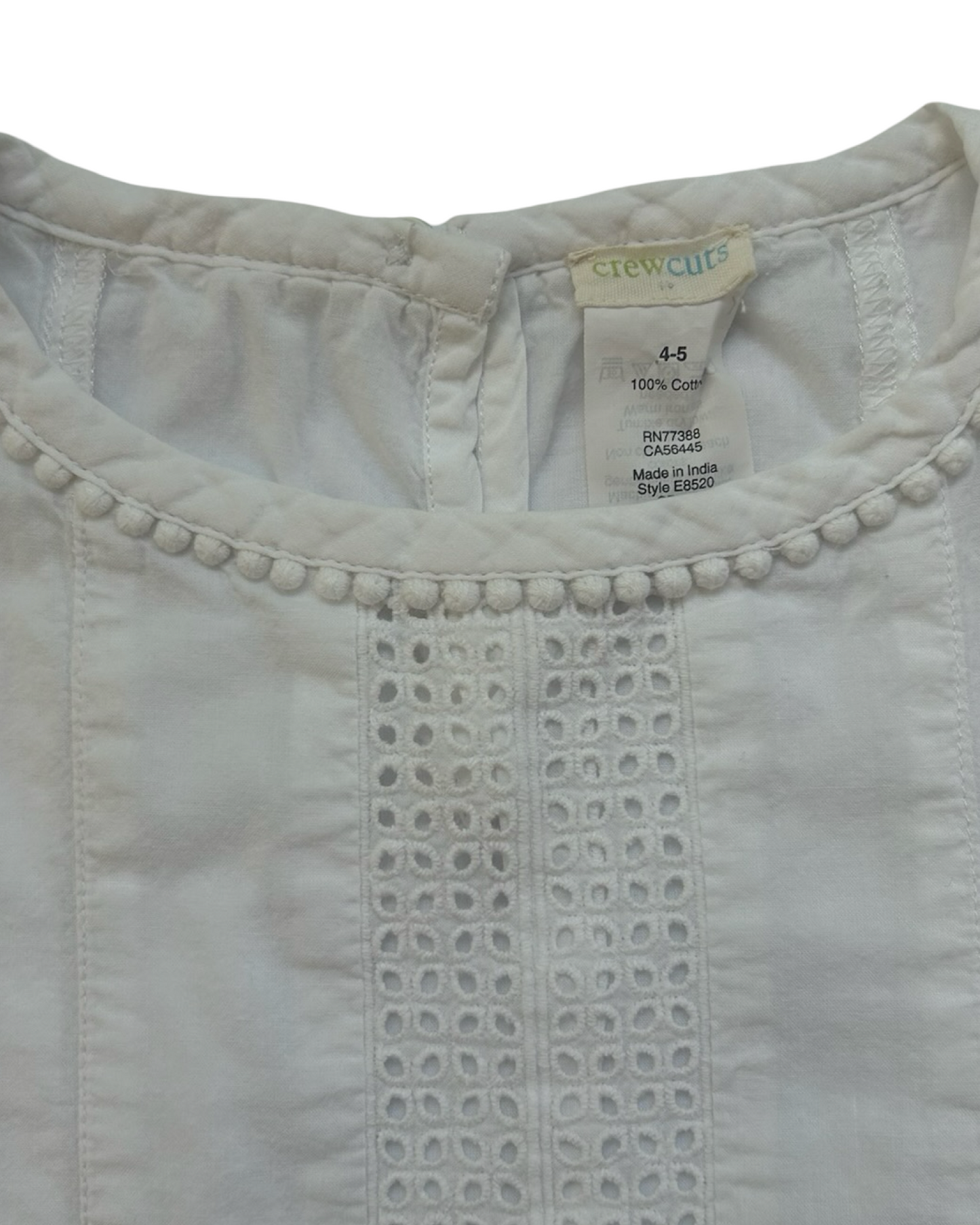 4T-5T  Toddlers Girls Crewcuts Eyelets Sleeveless Tank Top.