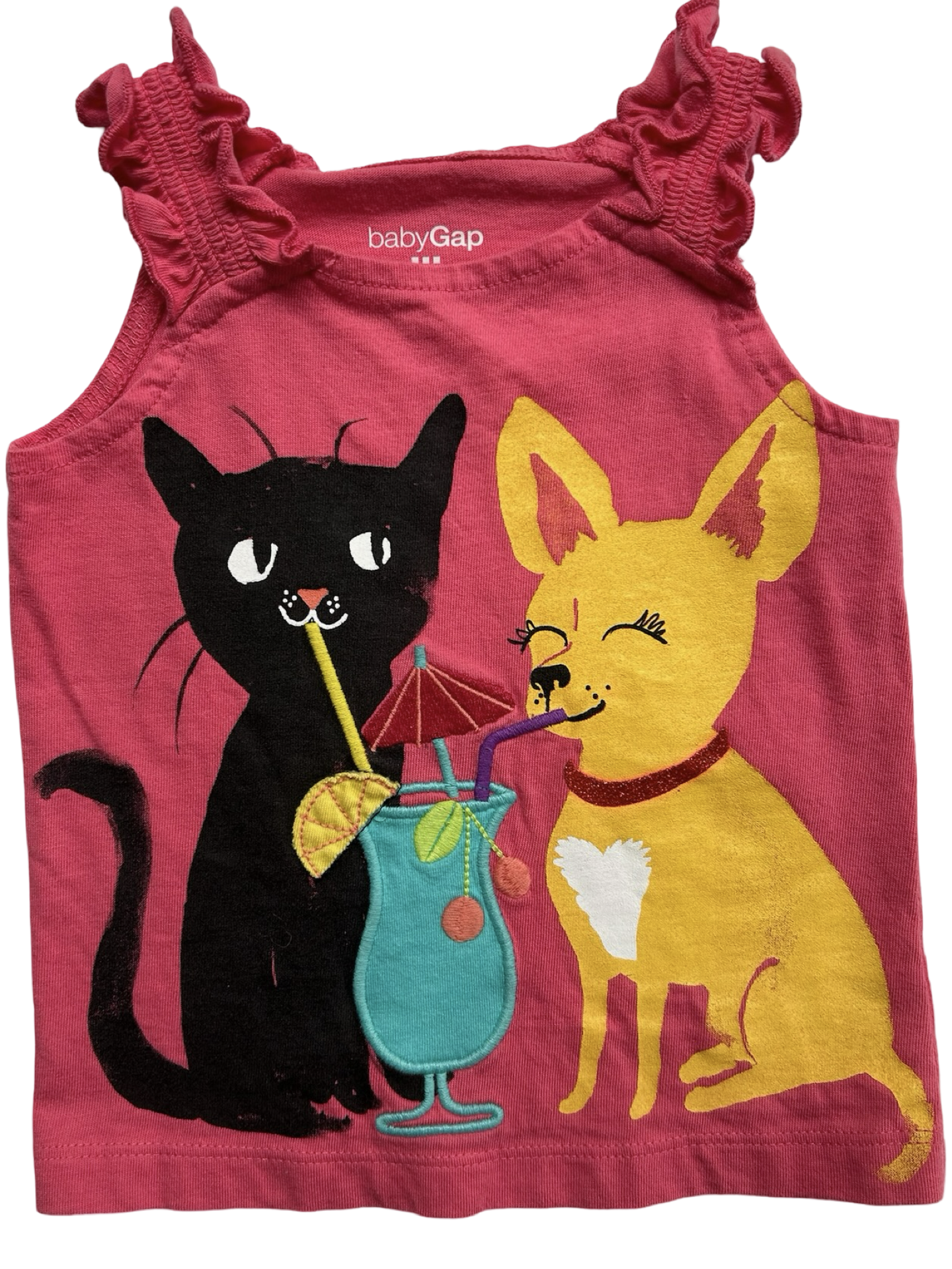 12M-18M Baby Girls Baby Gap Cat 🐈‍⬛ & Dog 🐕  Printed Tank Top.