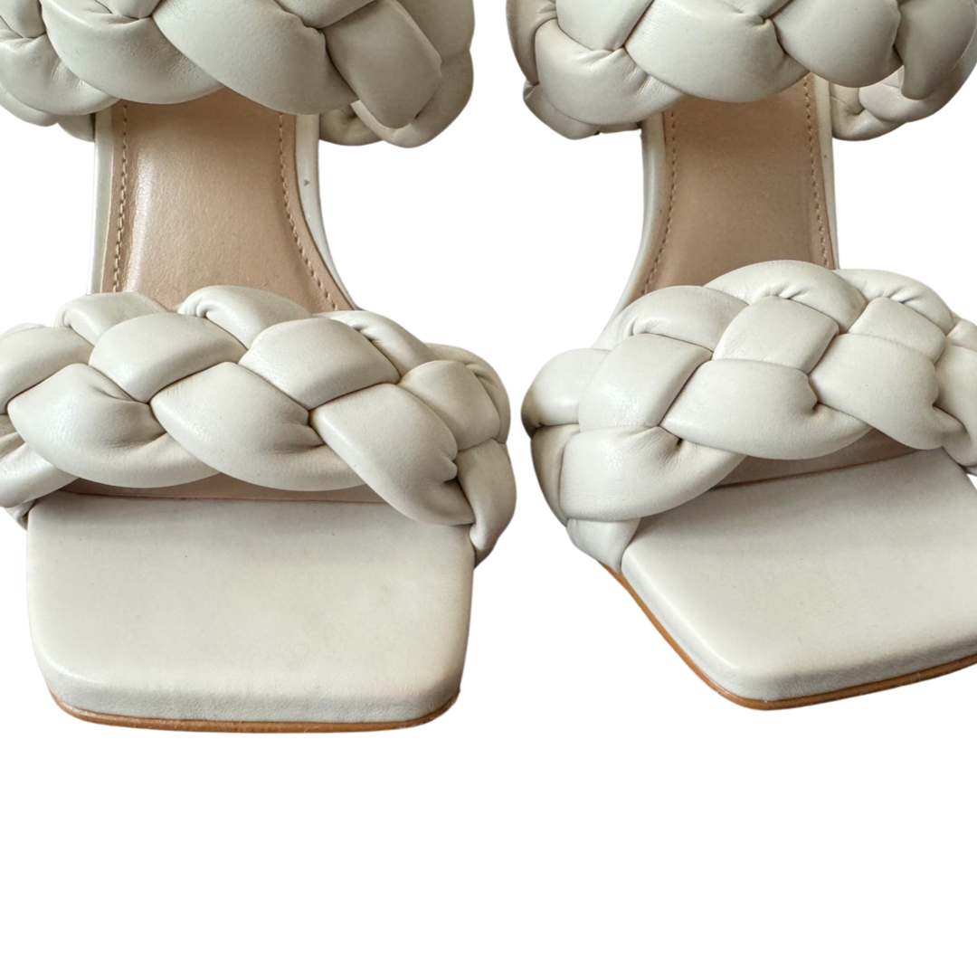 Steve Madden Kenley Off White Ivory Braided Strap Heels Women Size 7M