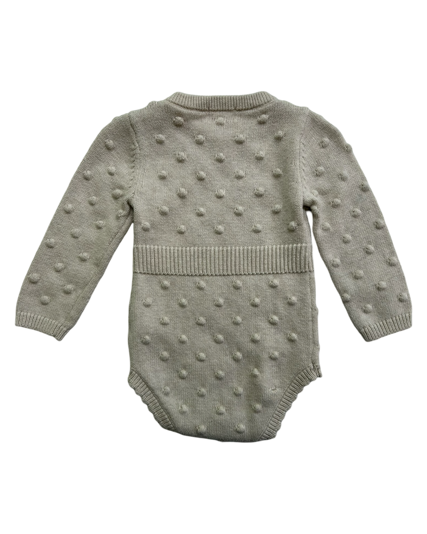 12M Baby Girl Cat & Jack Oatmeal Sweater Swiss Dot Bubble Romper